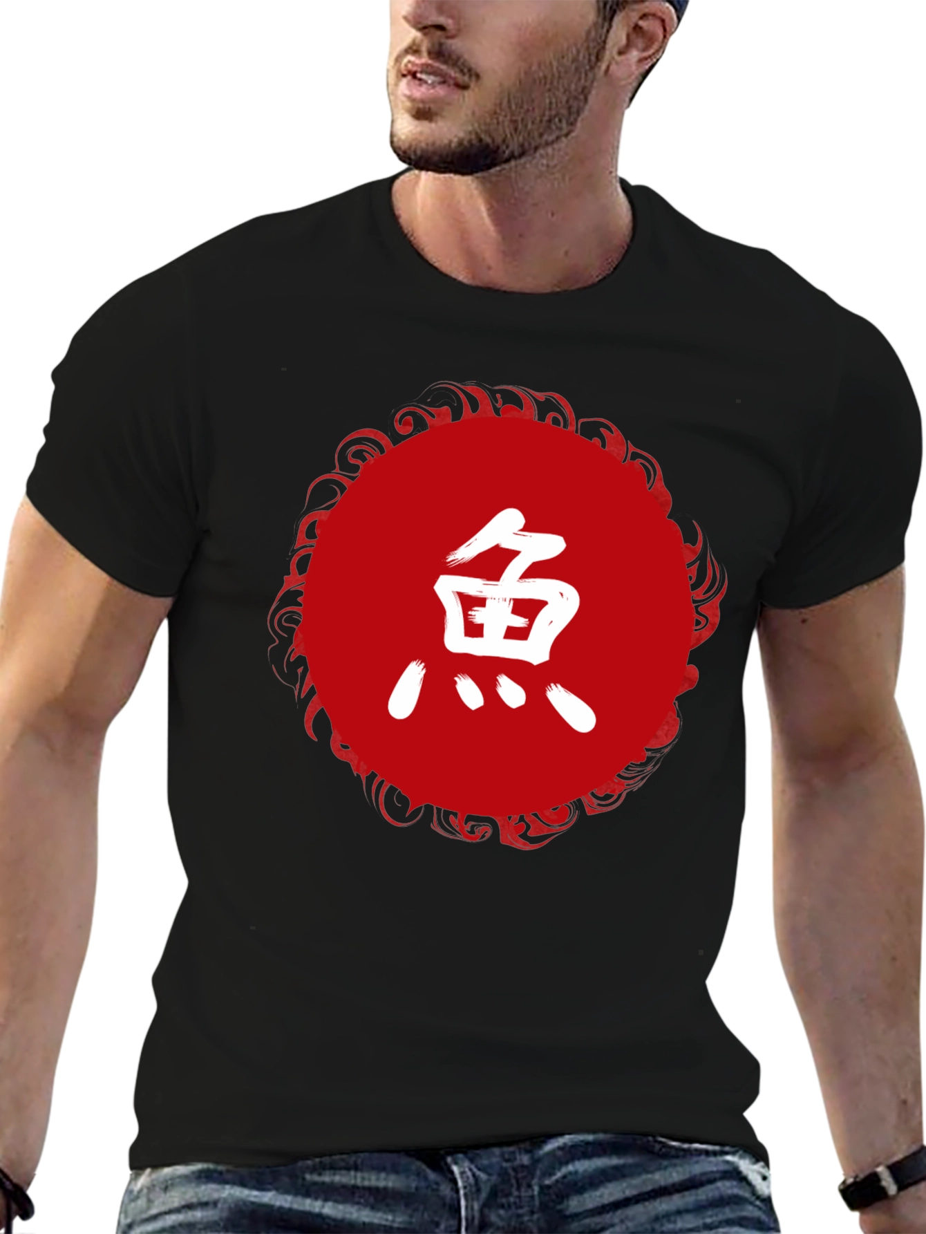 Japanese Koi Fish Graphic Tee - Black