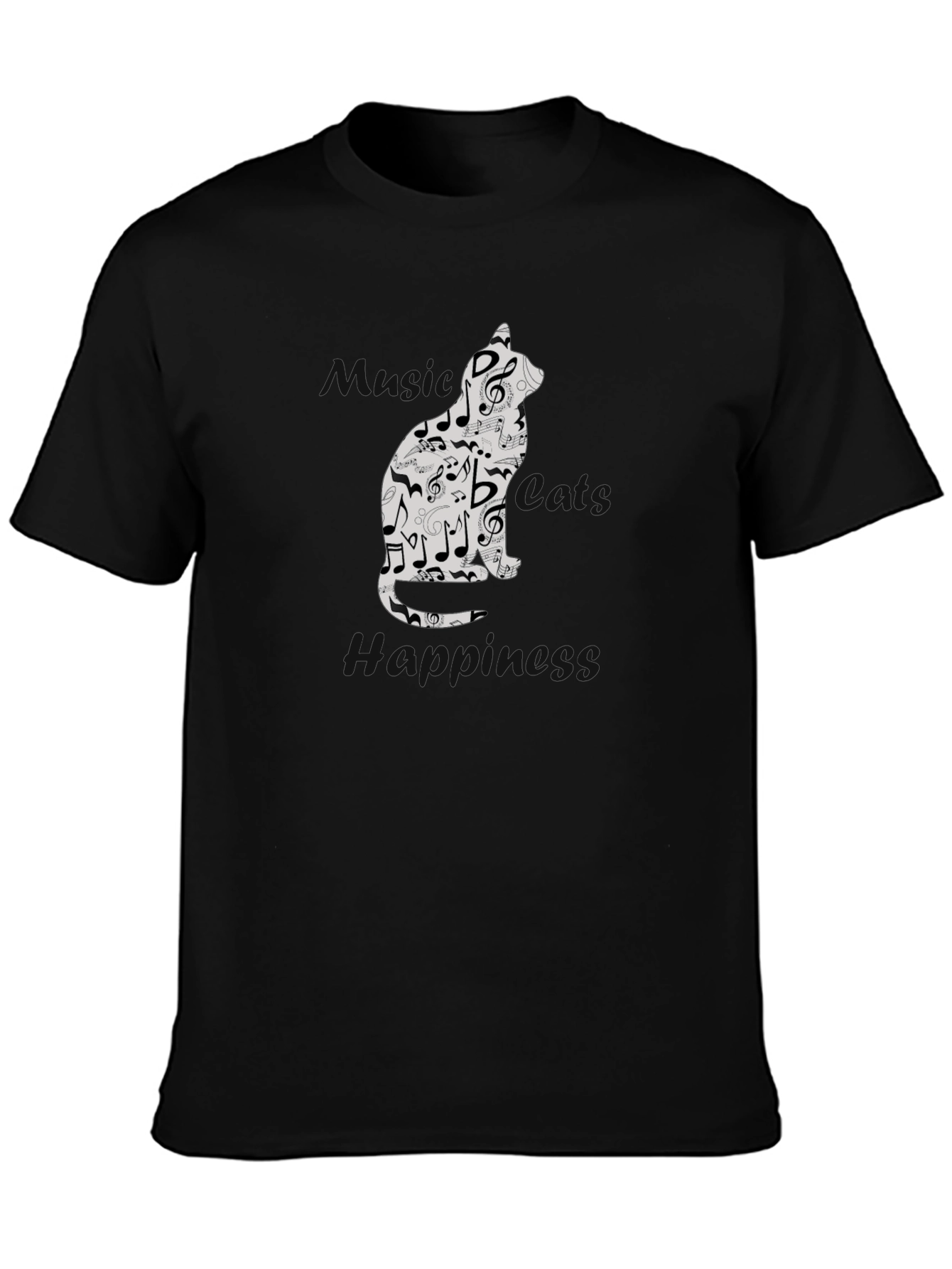 Musical Cat T-Shirt - Black Graphic Tee