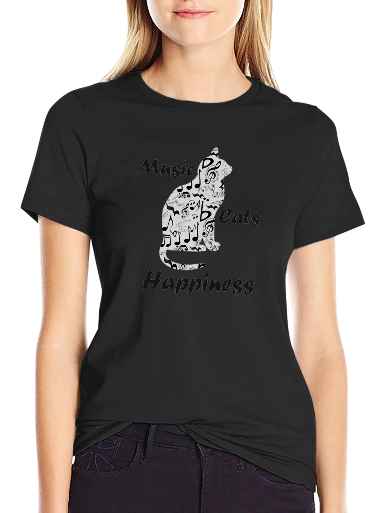 Musical Cat T-Shirt - Black Graphic Tee