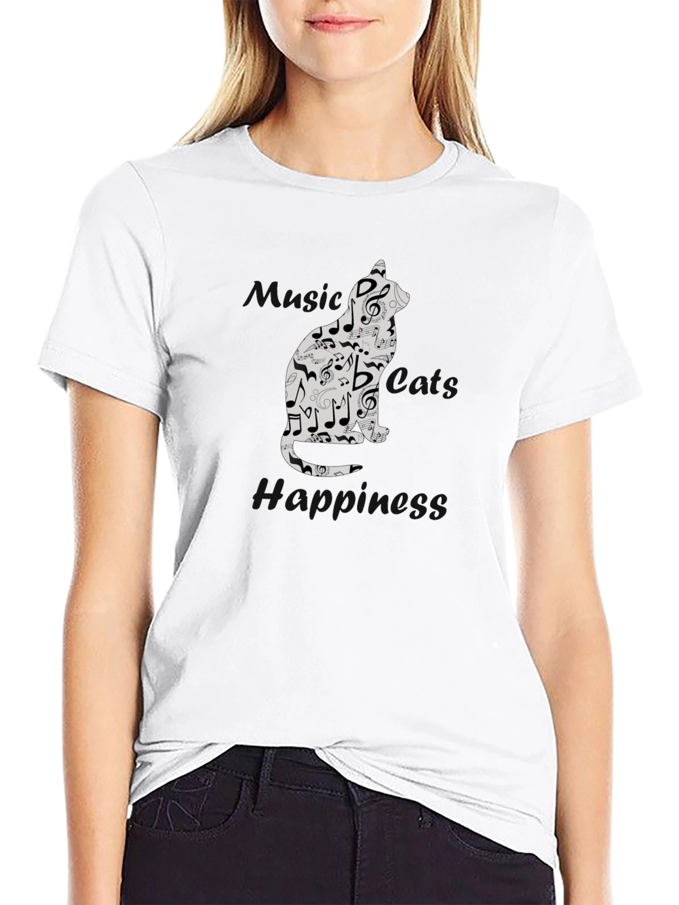 Musical Cat T-Shirt - Black Graphic Tee