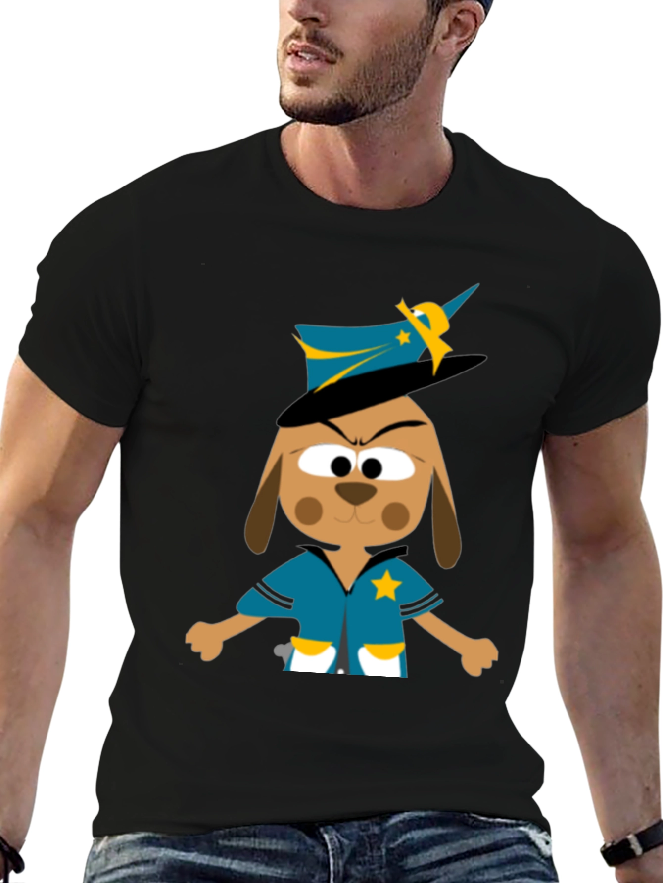 Cartoon Dog Sheriff T-Shirt - Funny Animal Graphic Tee