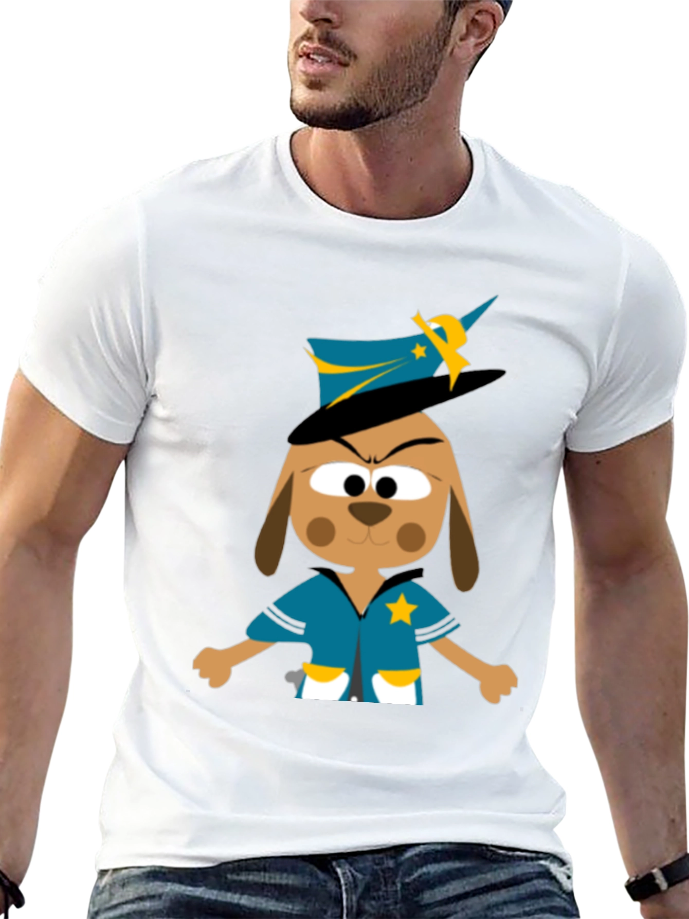 Cartoon Dog Sheriff T-Shirt - Funny Animal Graphic Tee