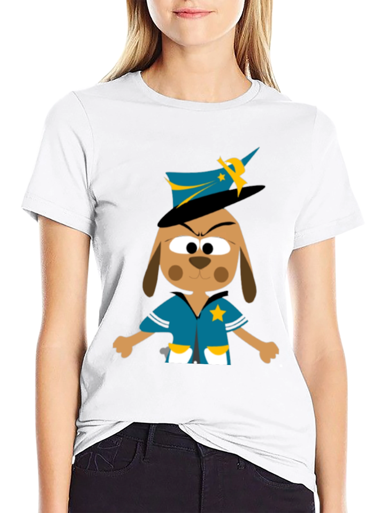 Cartoon Dog Sheriff T-Shirt - Funny Animal Graphic Tee