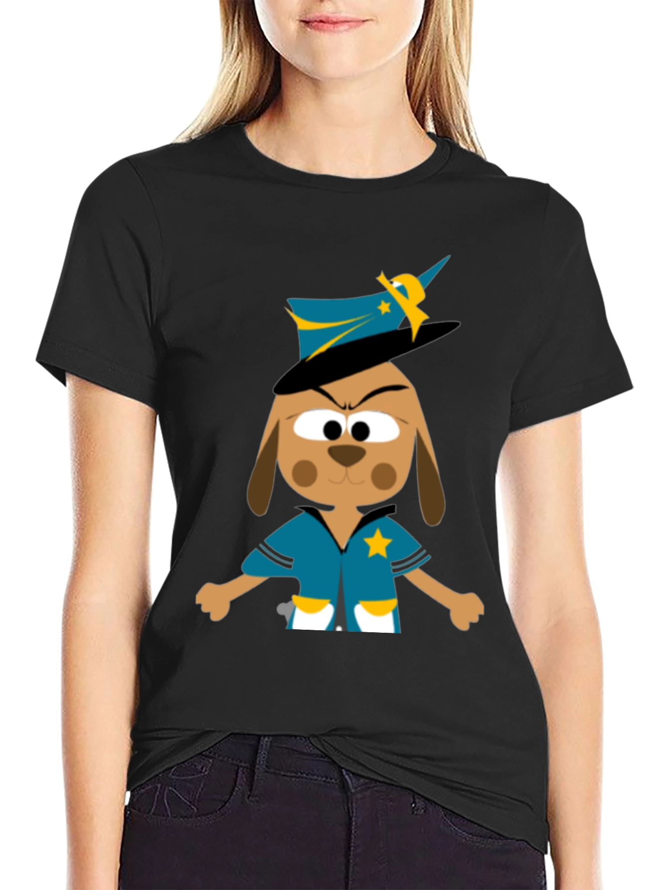 Cartoon Dog Sheriff T-Shirt - Funny Animal Graphic Tee