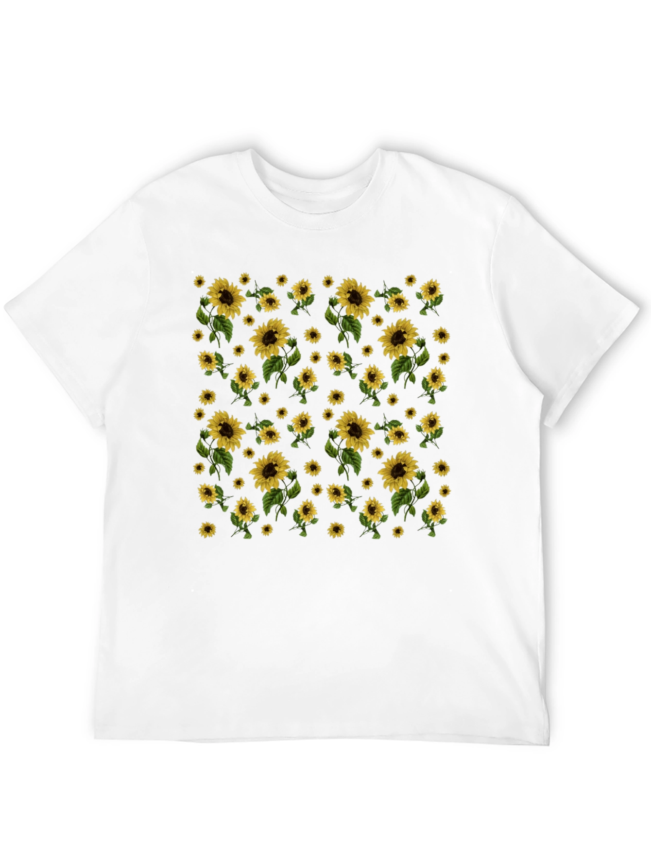 Sunflower Print Black T-Shirt - Casual Style