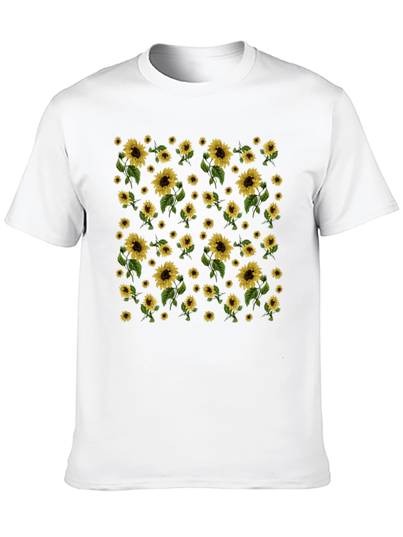 Sunflower Print Black T-Shirt - Casual Style