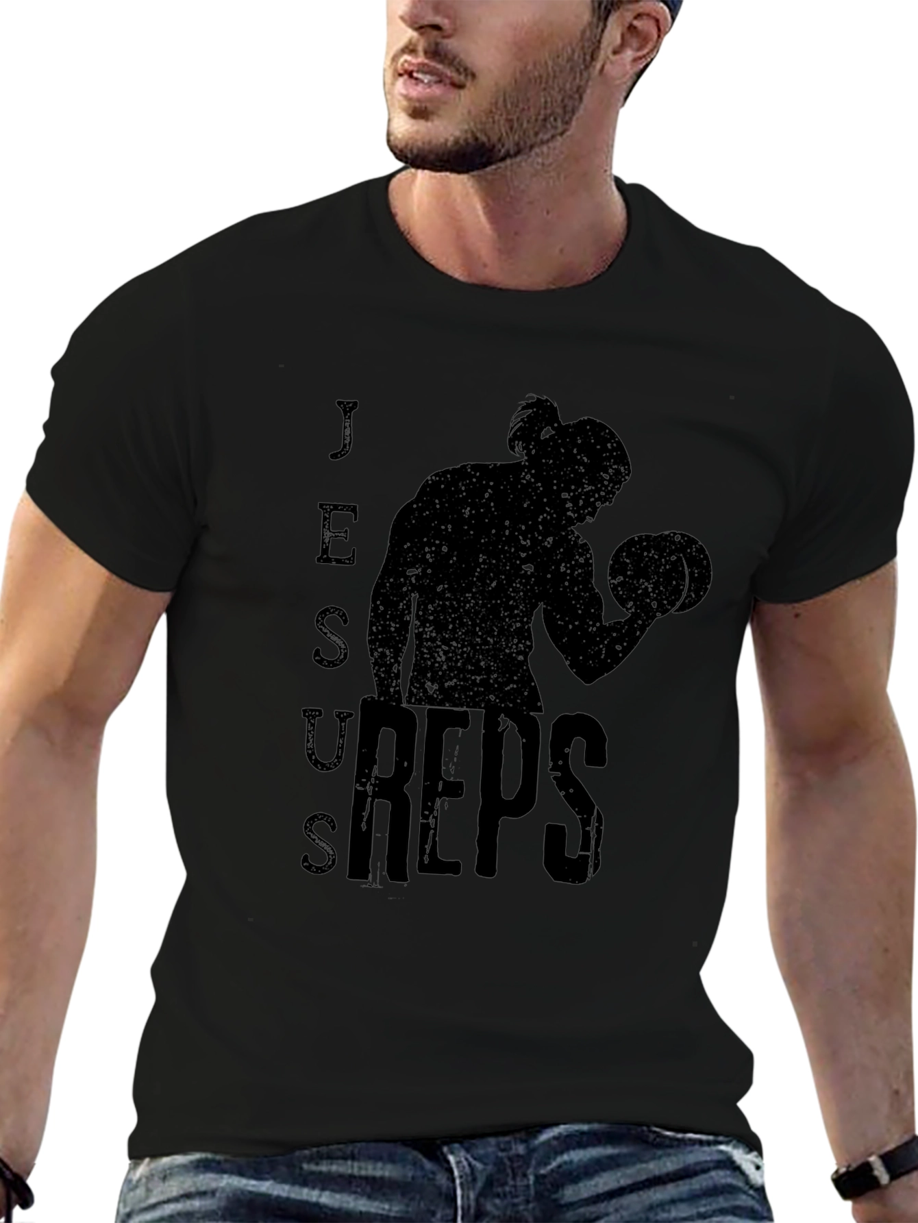 Jesus Reps Black Graphic T-Shirt