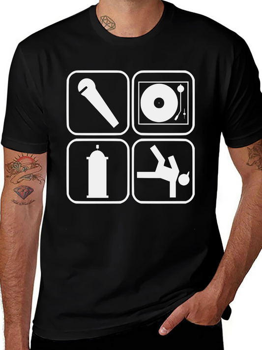 Hip Hop Culture T-Shirt - Microphone Turntable Spray Paint Breakdance
