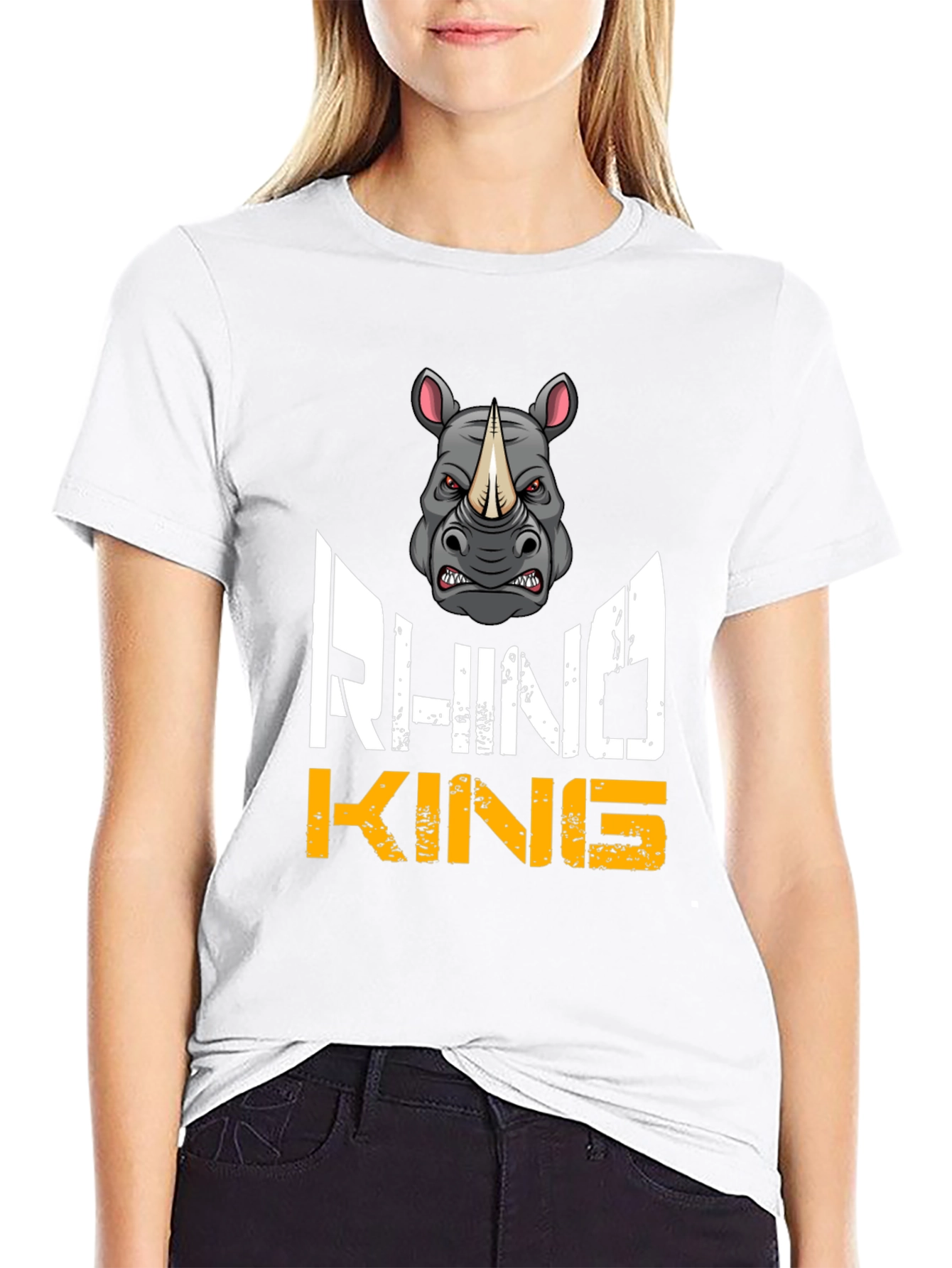 Rhino King Graphic T-Shirt - Fierce Animal Design