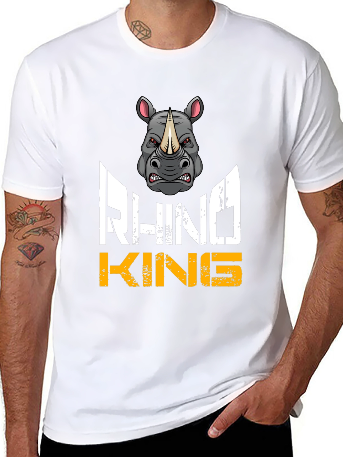 Rhino King Graphic T-Shirt - Fierce Animal Design