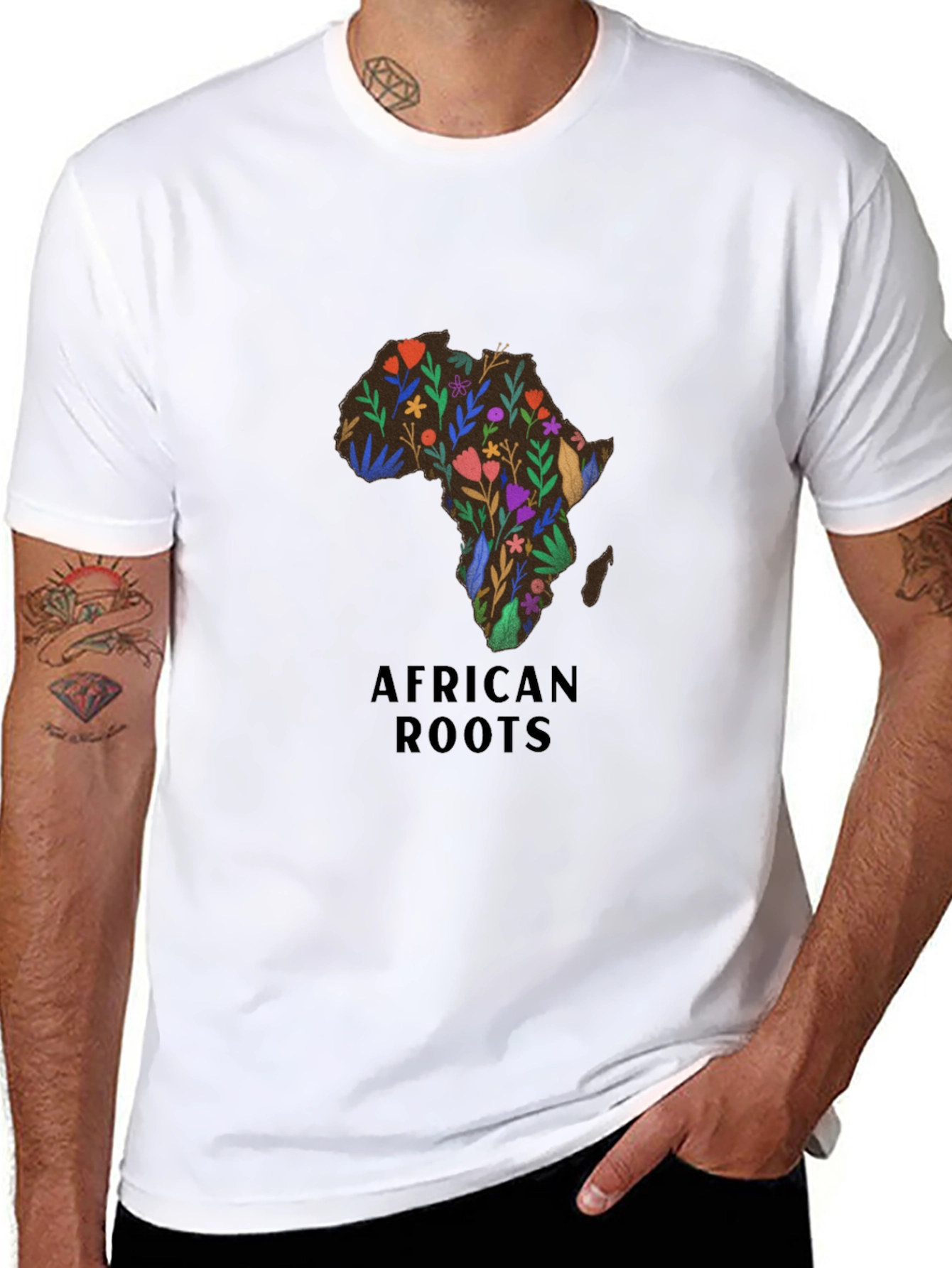 African Roots Floral Continent Tee