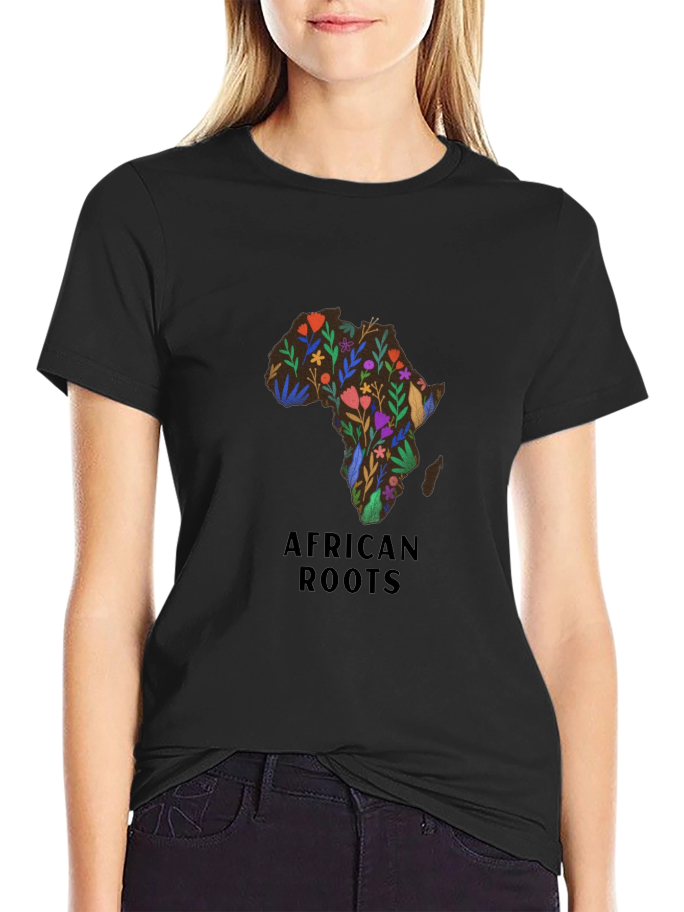 African Roots Floral Continent Tee