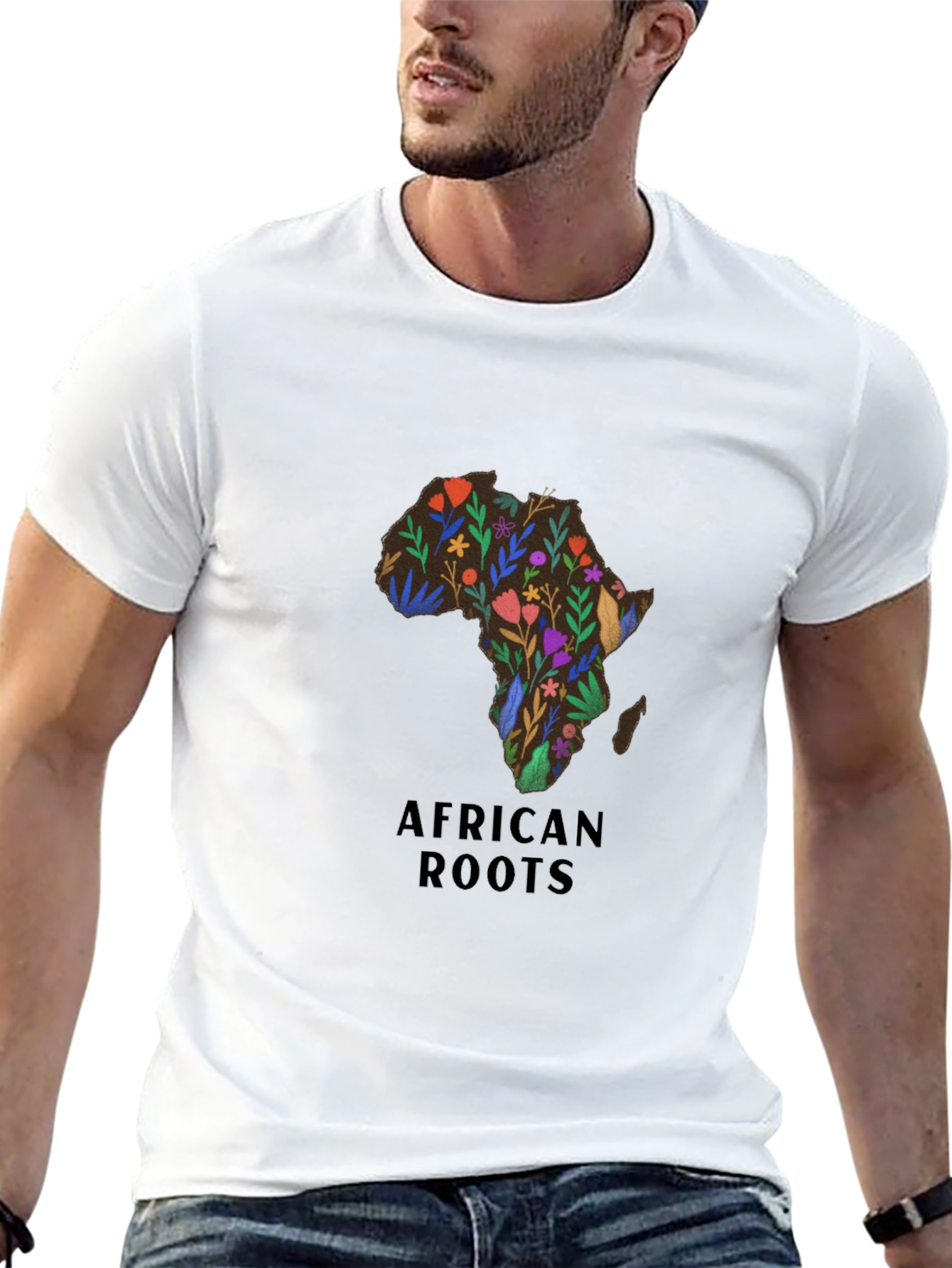 African Roots Floral Continent Tee