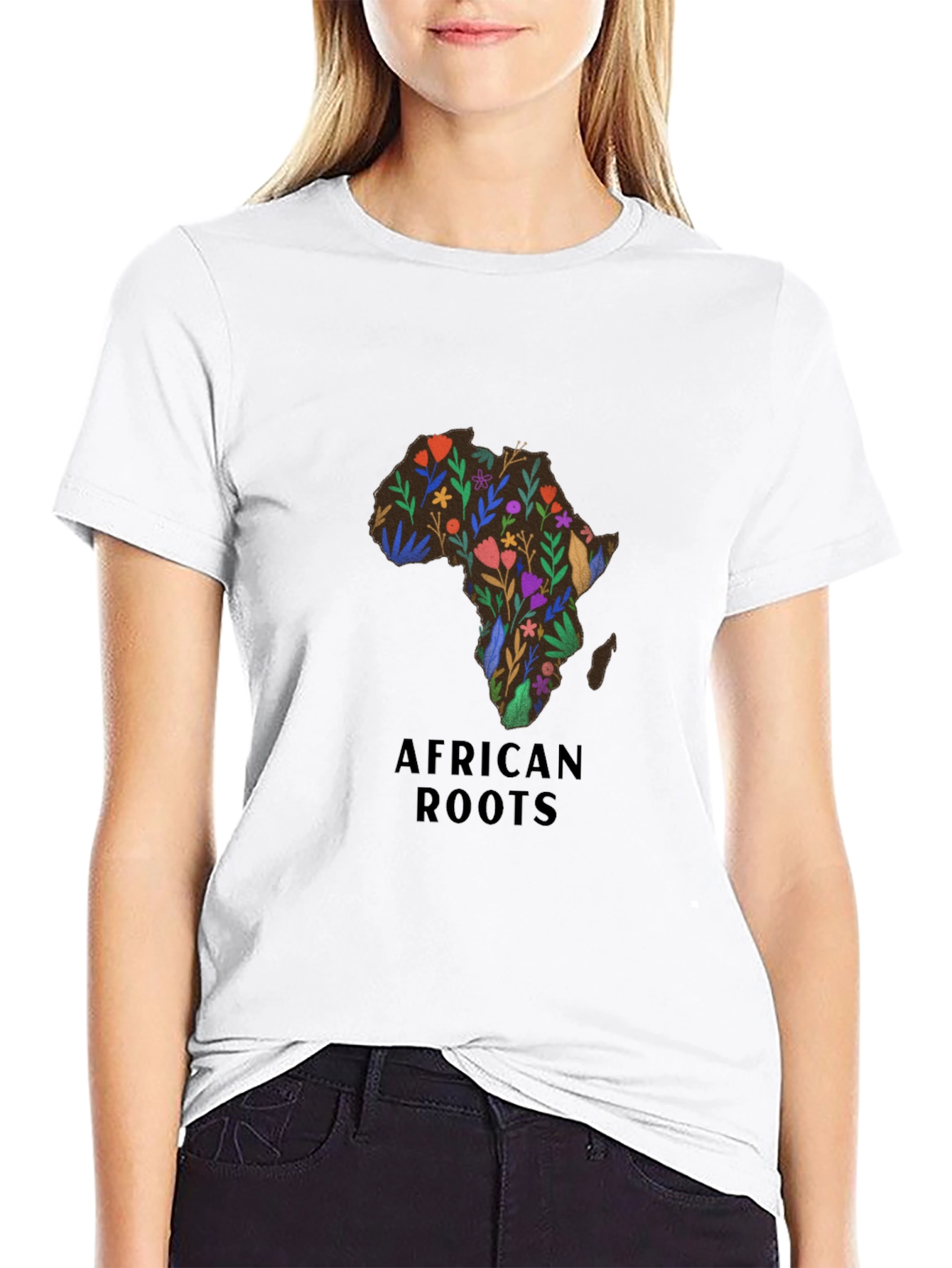 African Roots Floral Continent Tee