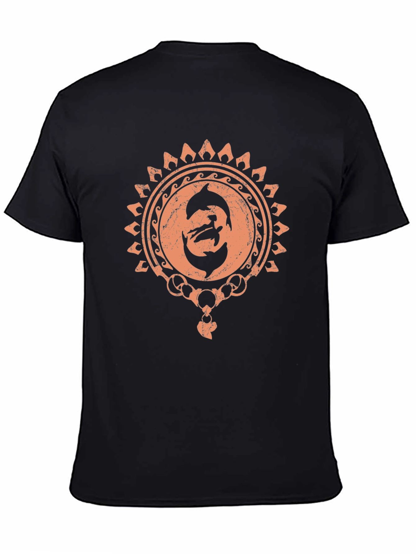 Dolphin Sun Graphic Black T-Shirt