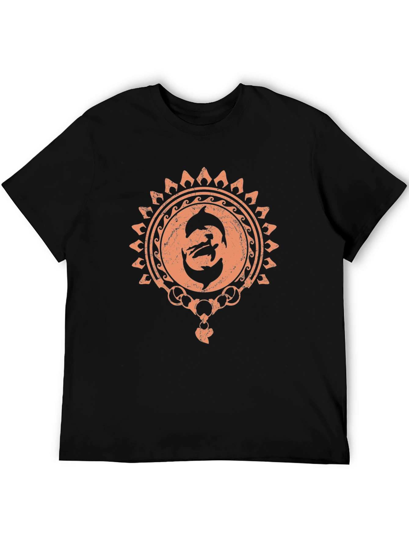 Dolphin Sun Graphic Black T-Shirt