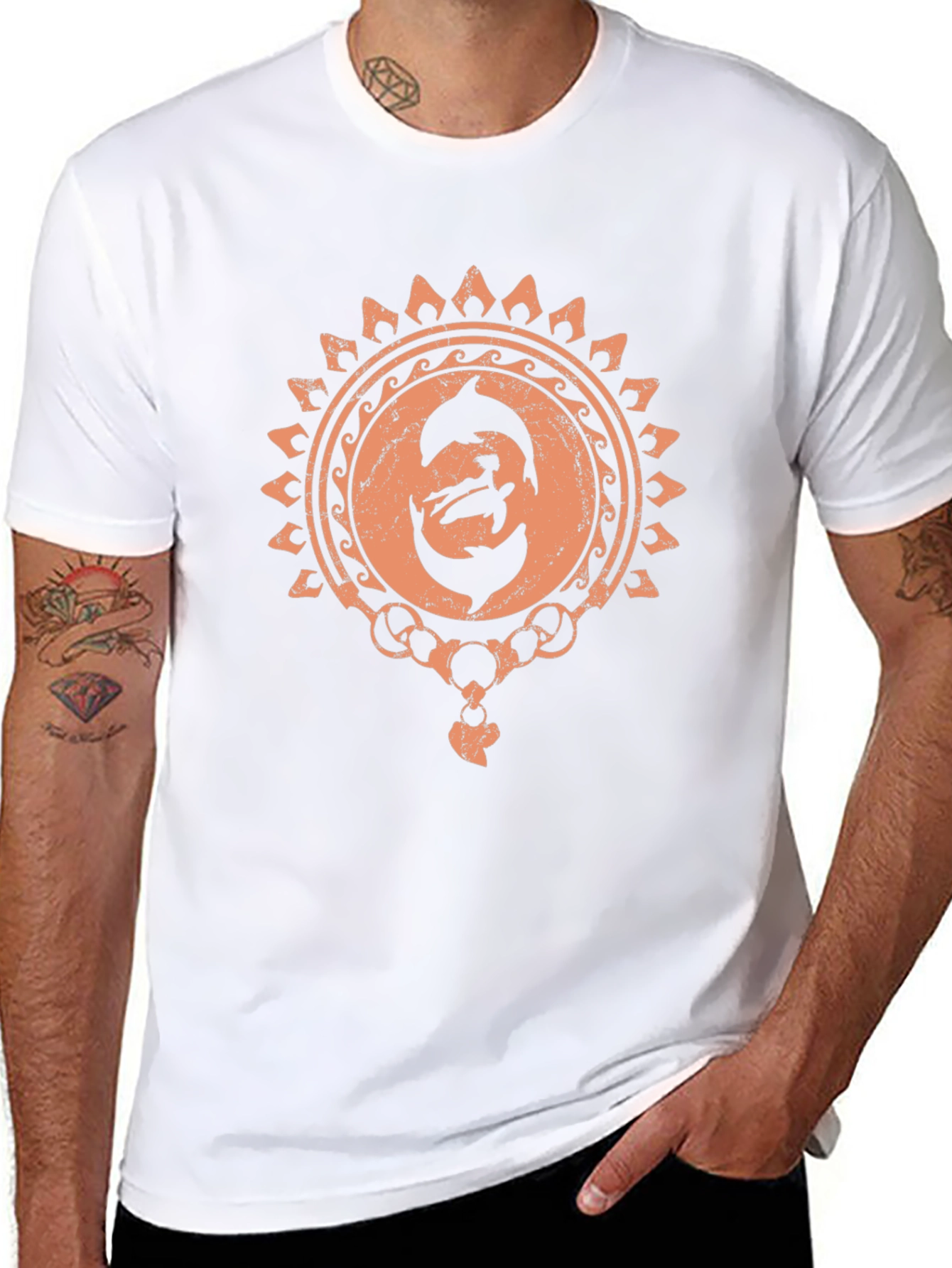 Dolphin Sun Graphic Black T-Shirt