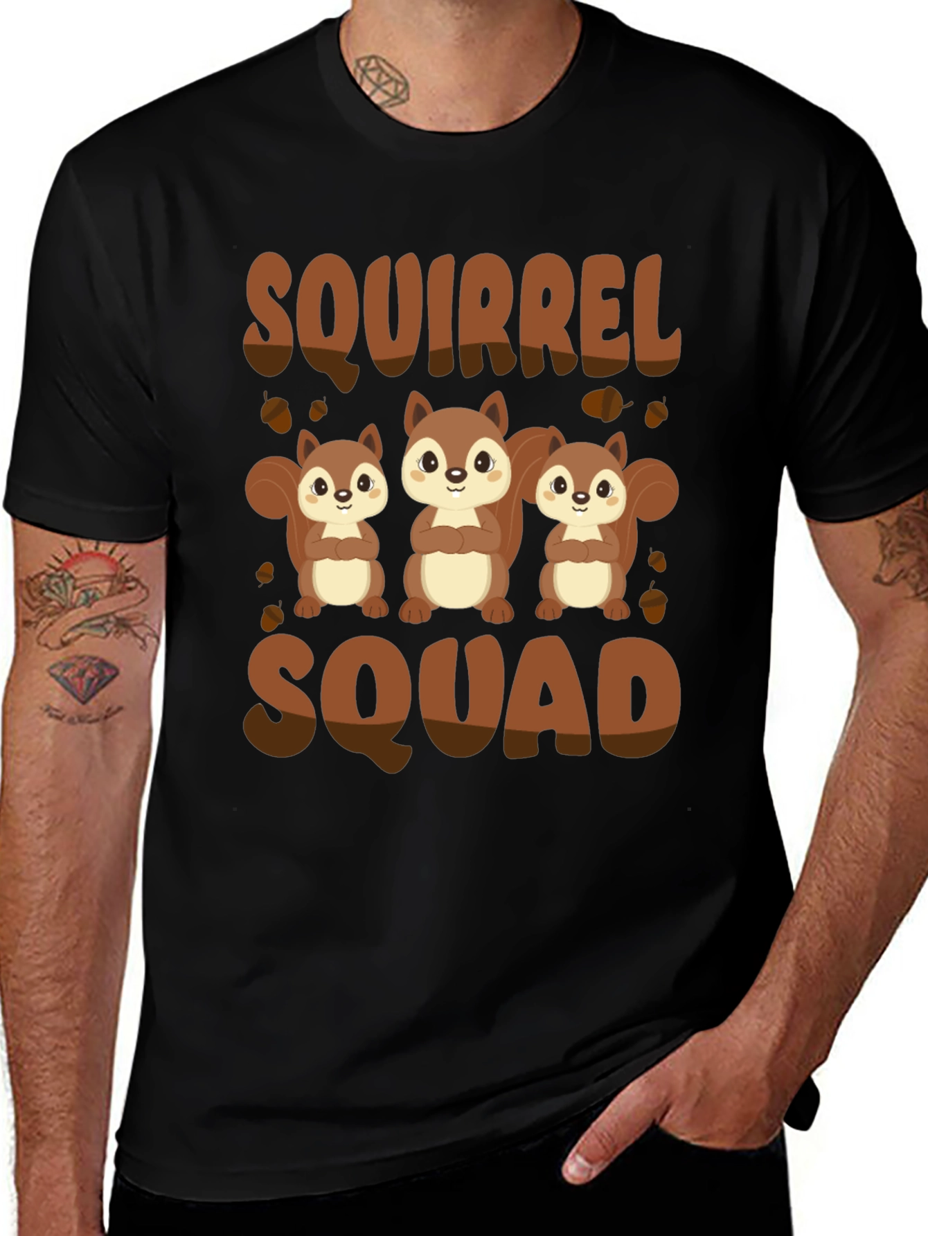 Squirrel Squad T-Shirt - Black Cute Animal Graphic Tee