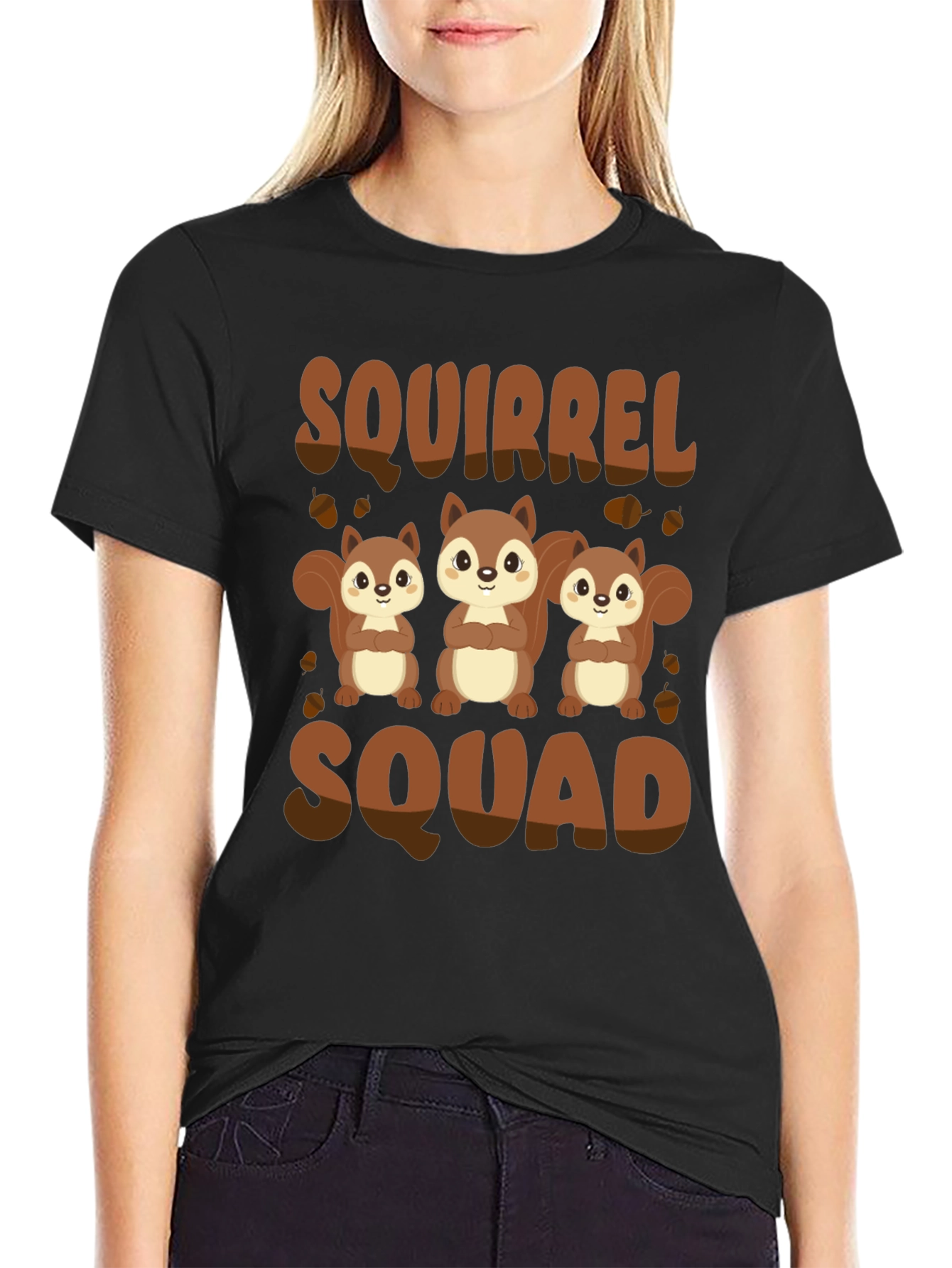Squirrel Squad T-Shirt - Black Cute Animal Graphic Tee