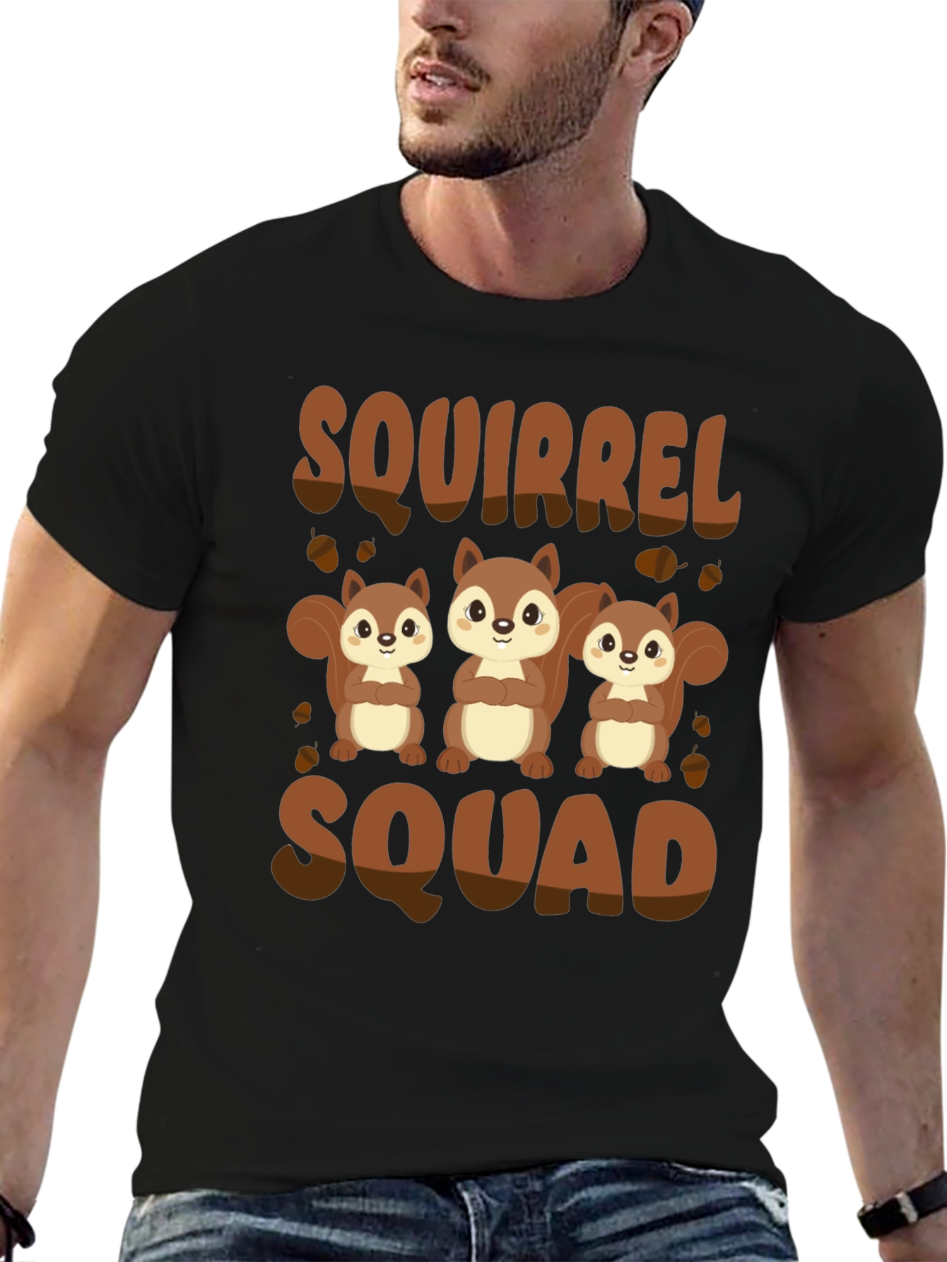 Squirrel Squad T-Shirt - Black Cute Animal Graphic Tee