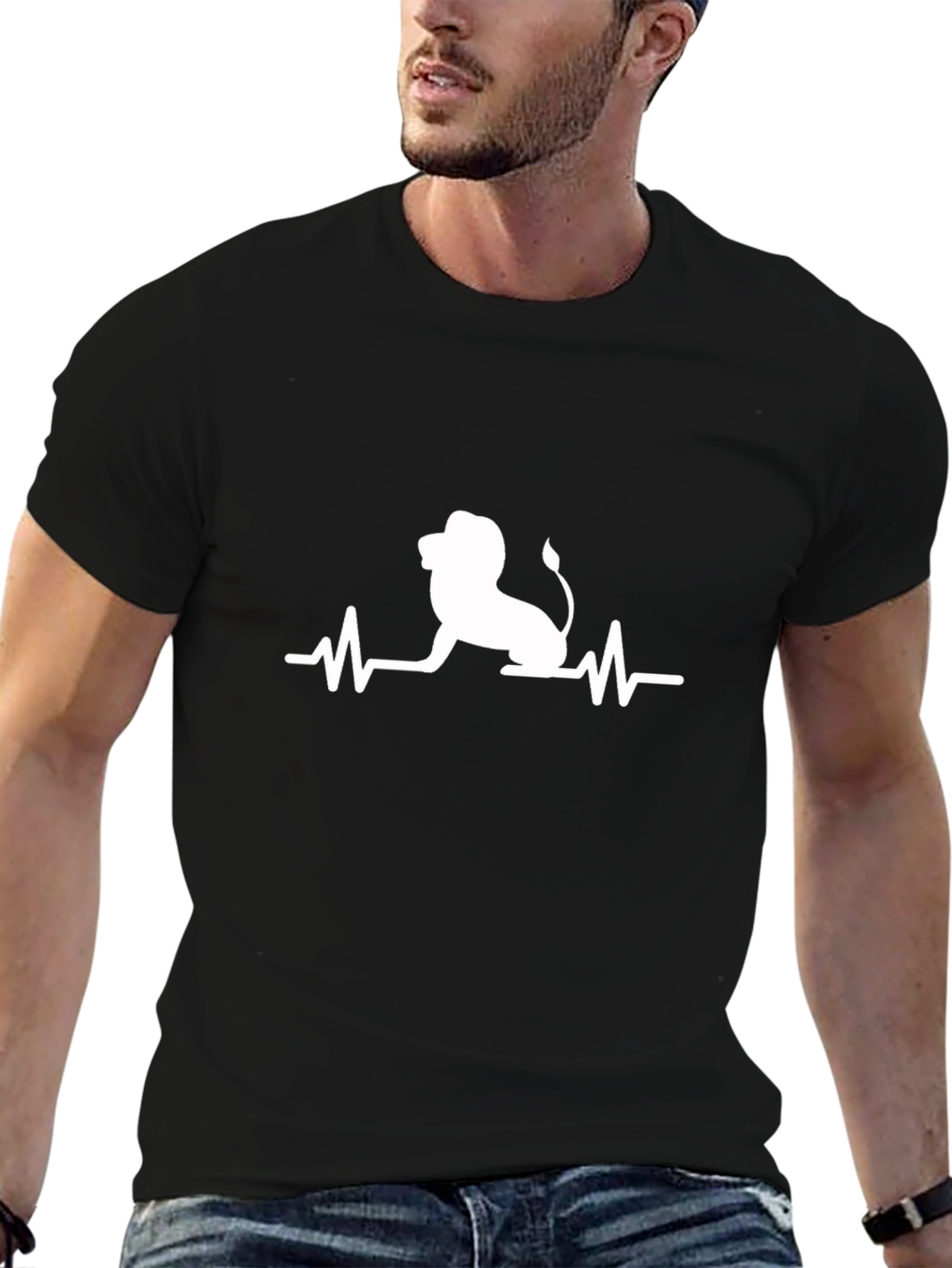 Lion Heartbeat T-Shirt - Cool Graphic Tee