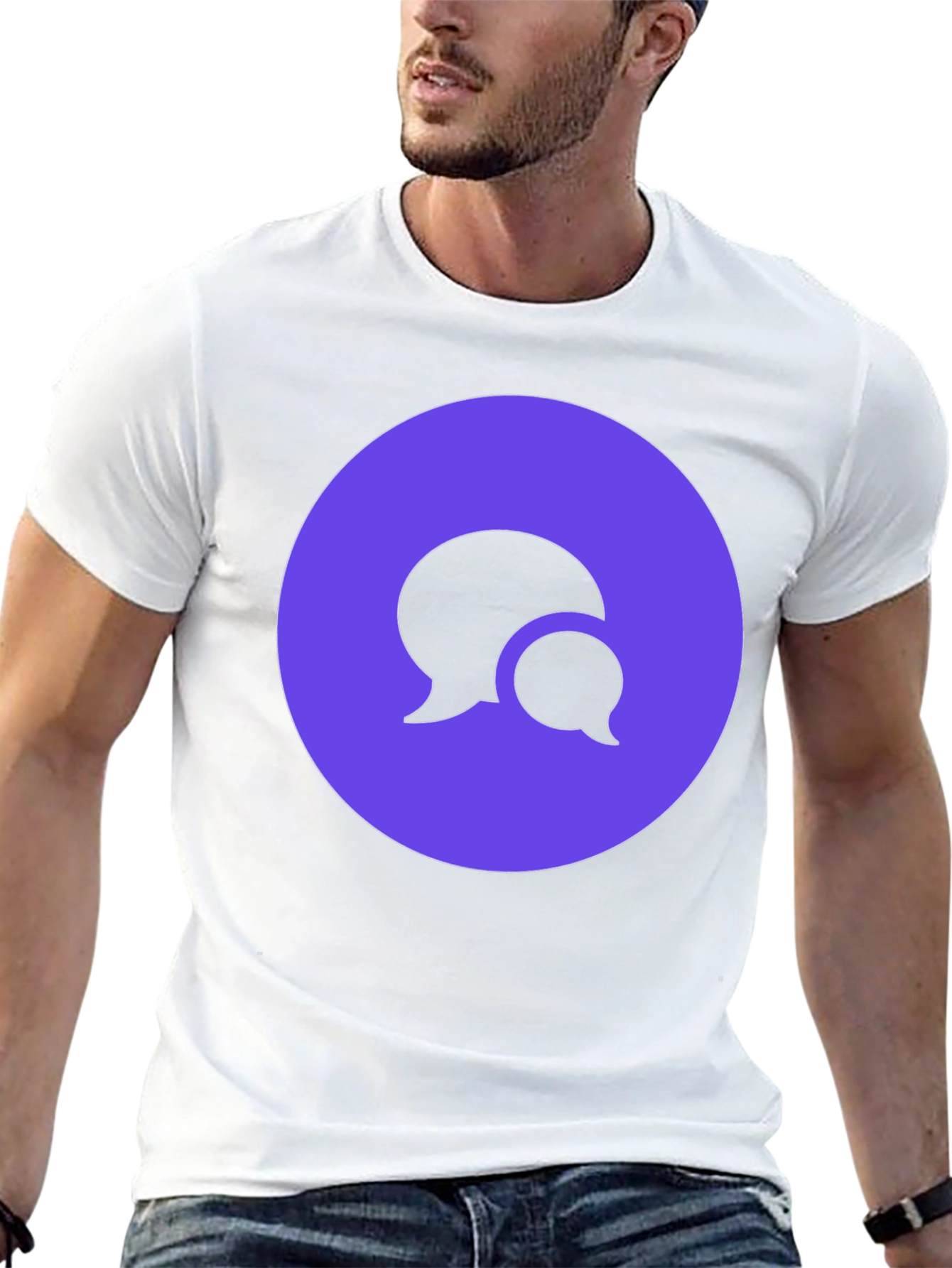 Stylish Black T-Shirt with Chat Bubble Design