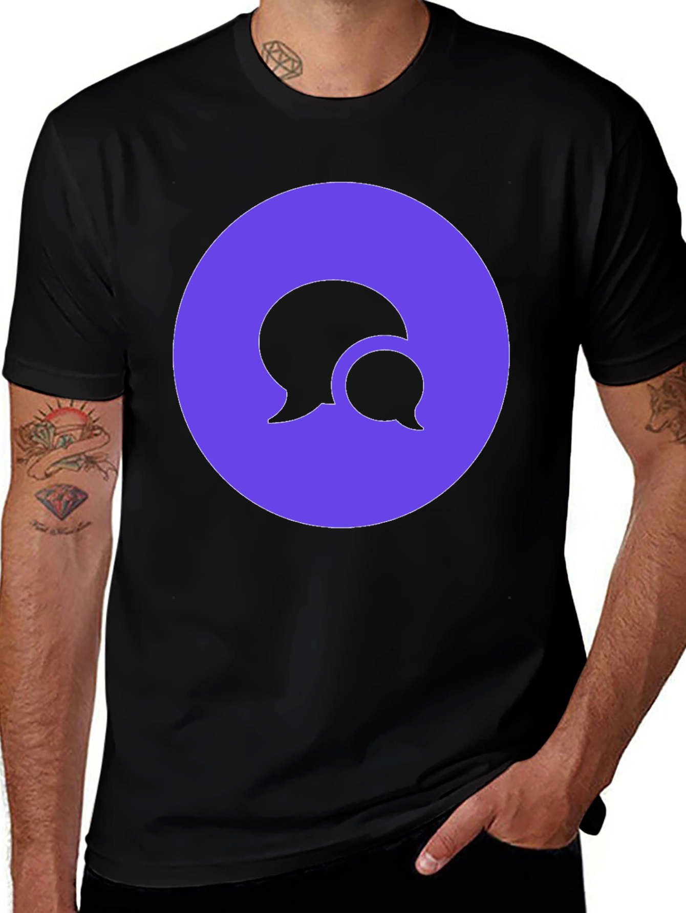 Stylish Black T-Shirt with Chat Bubble Design