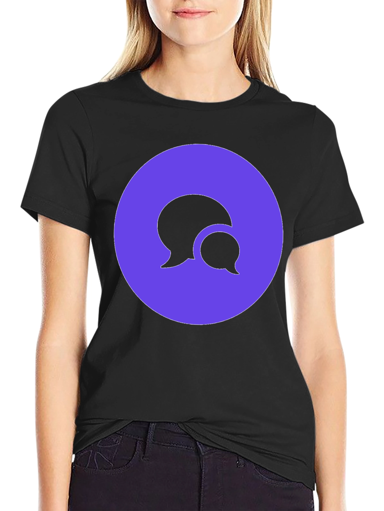 Stylish Black T-Shirt with Chat Bubble Design