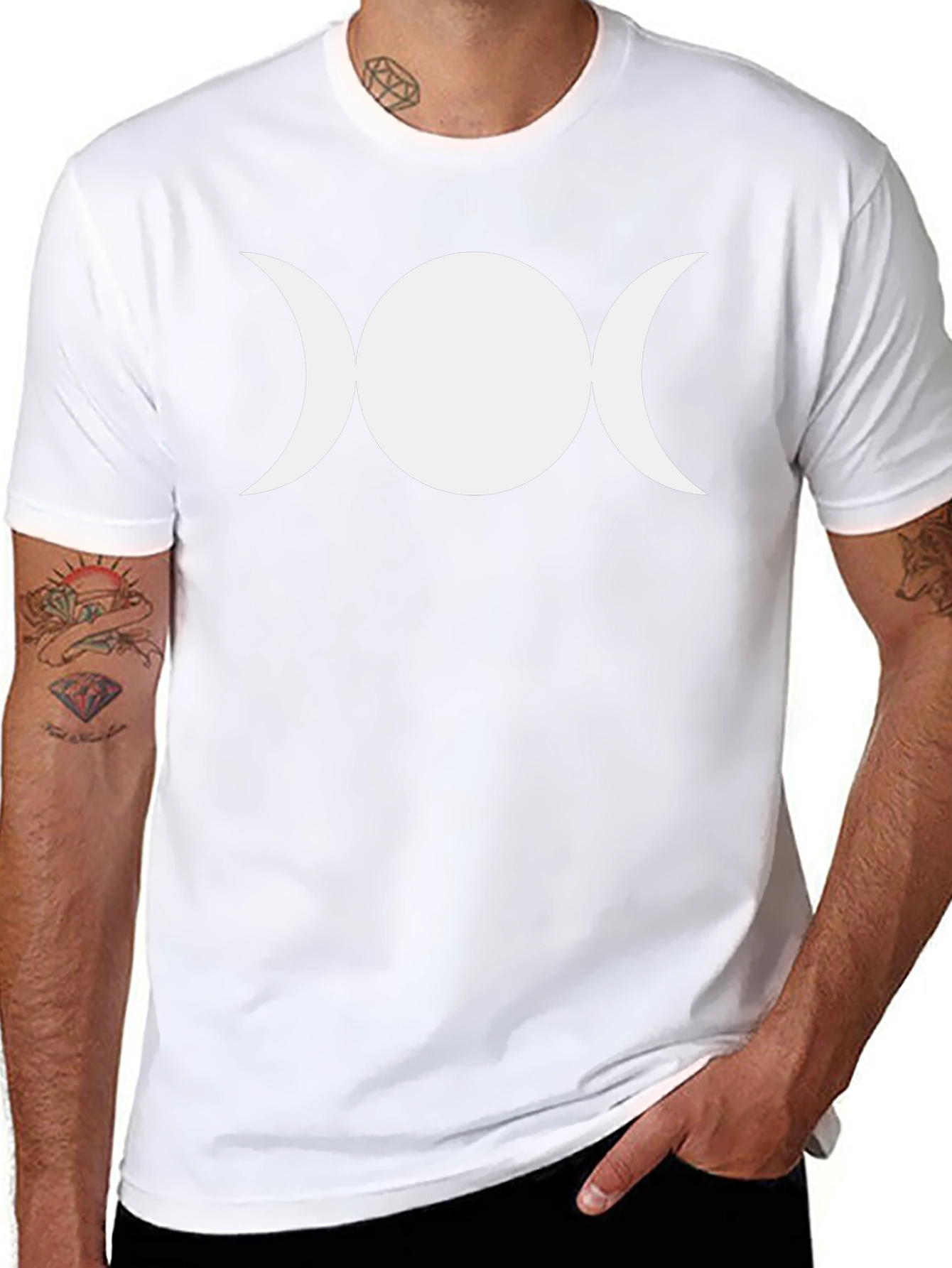 Triple Moon Goddess Black T-Shirt Wiccan Pagan Symbol