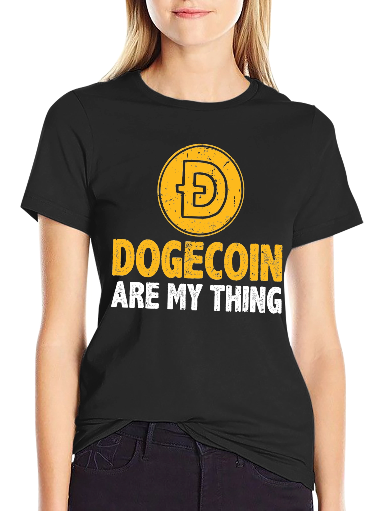 Dogecoin Are My Thing Black Graphic Tee