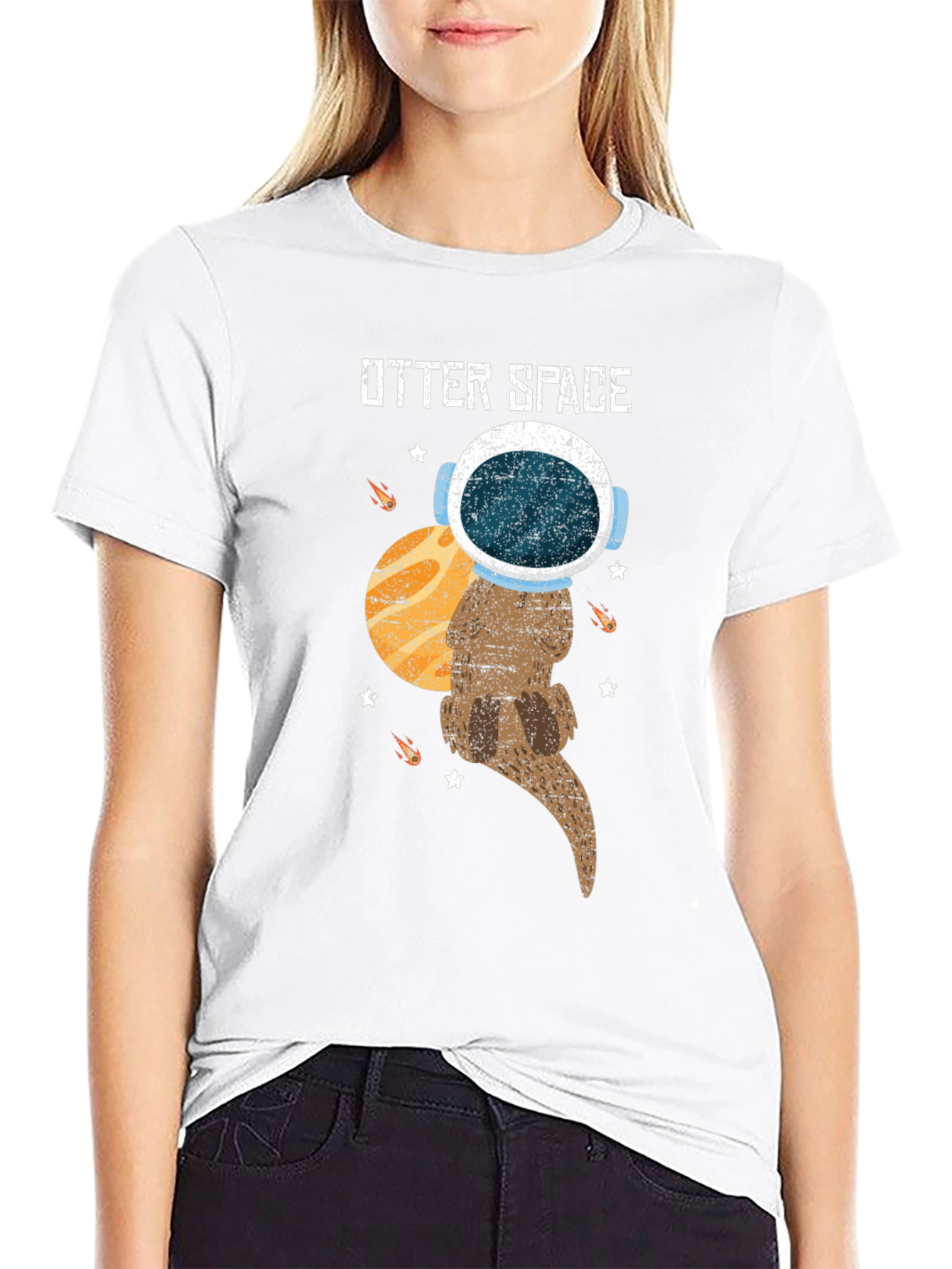 Otter Space T-Shirt - Astronaut Otter in Space