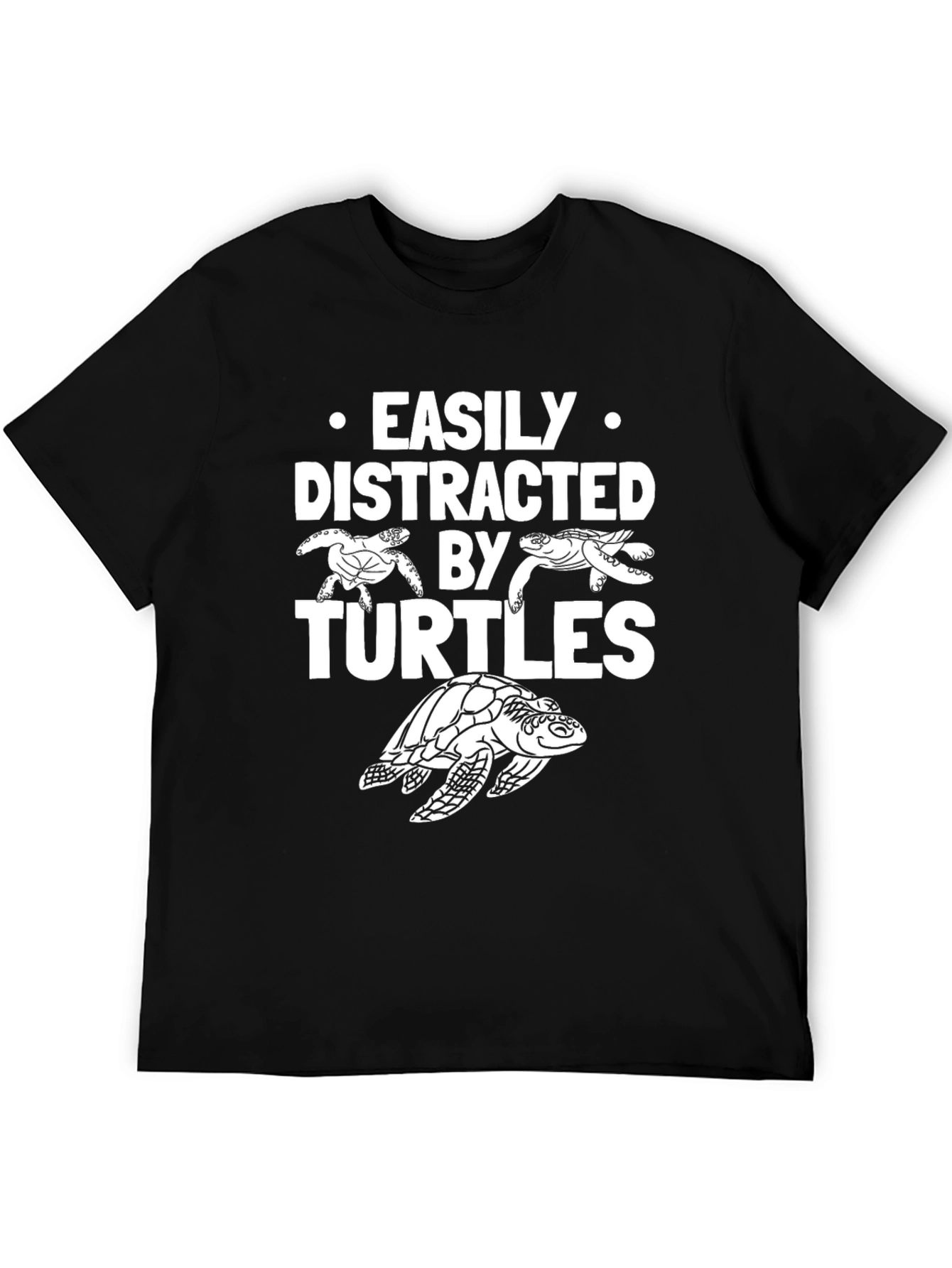 Easily Distracted By Turtles T-Shirt - Black
