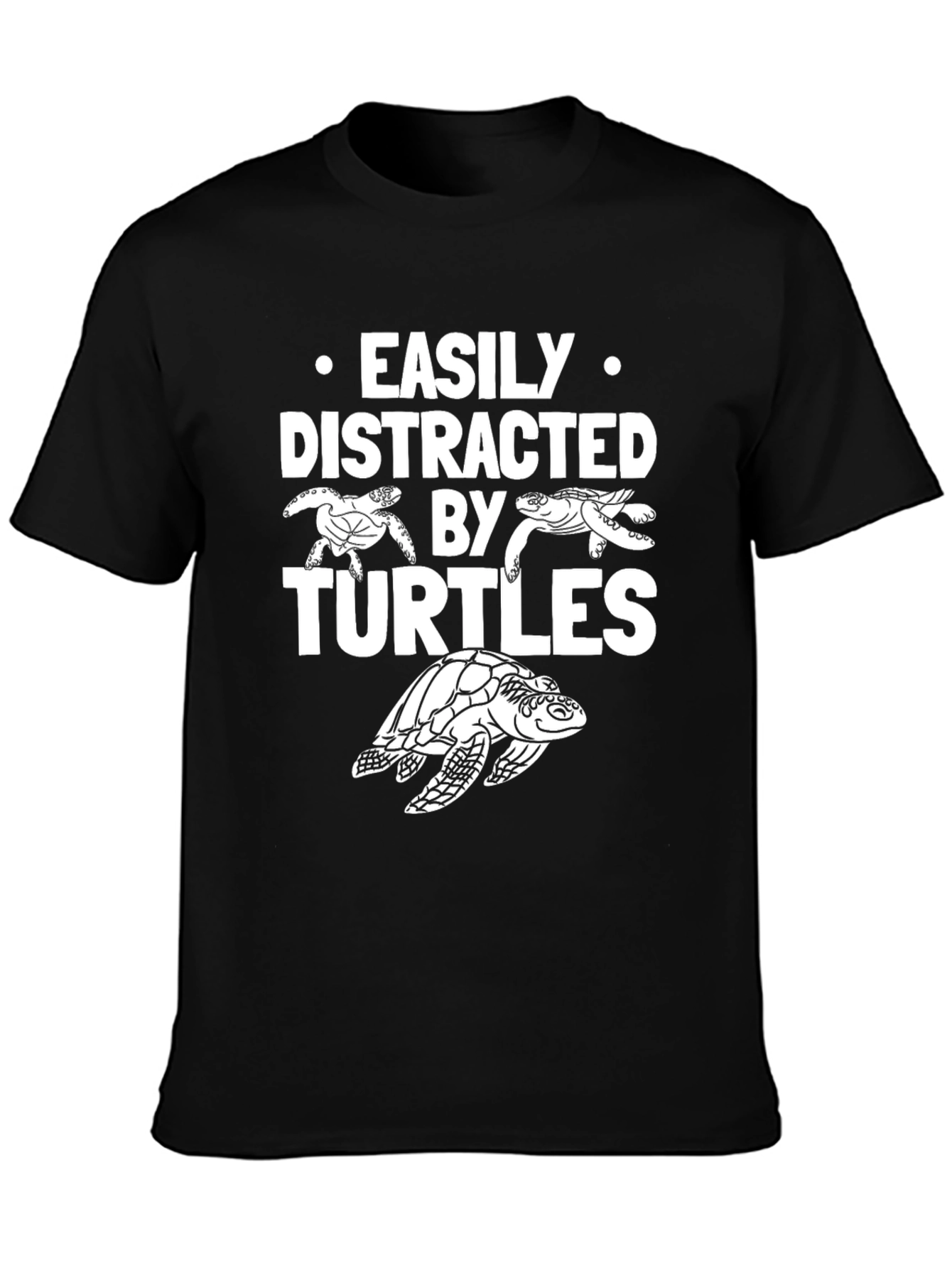 Easily Distracted By Turtles T-Shirt - Black