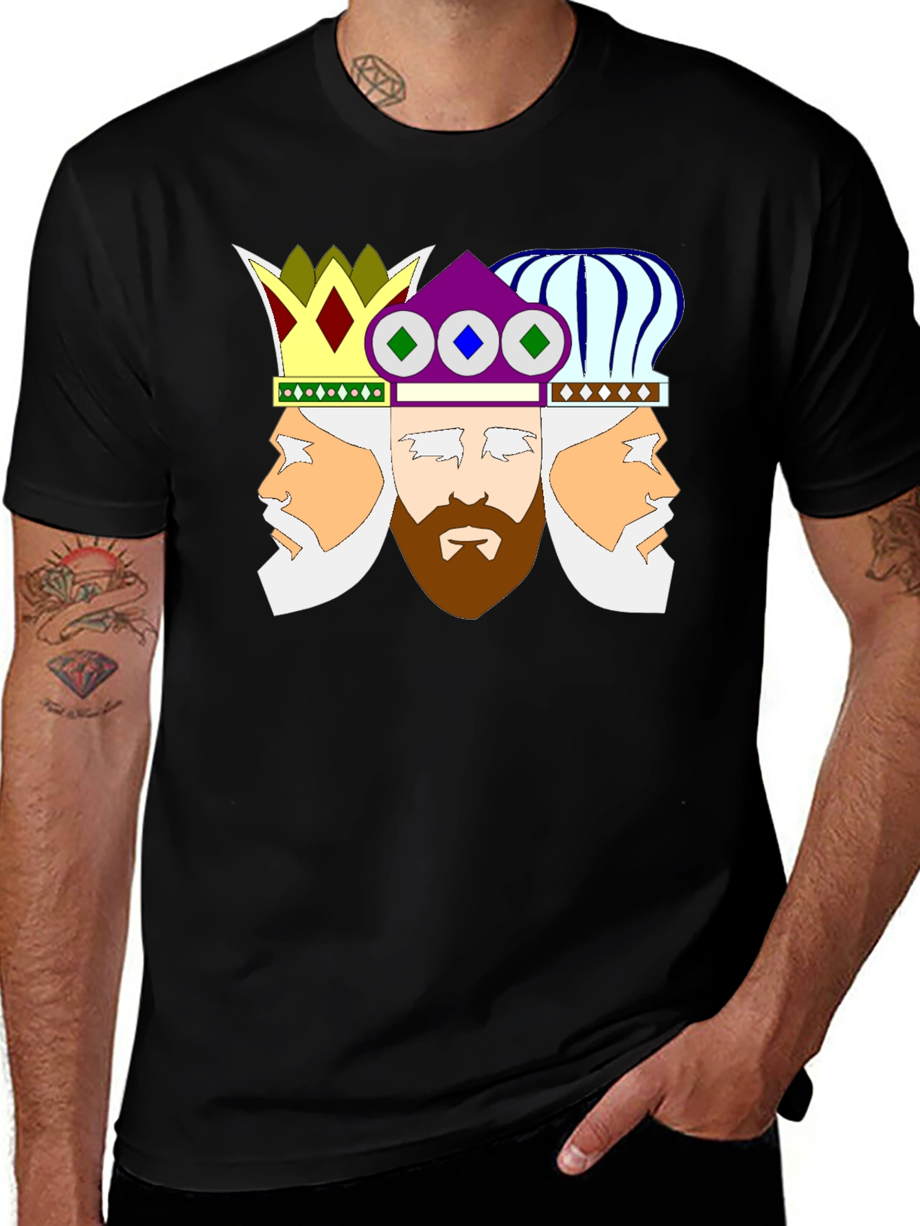 Three Kings Graphic Black T-Shirt