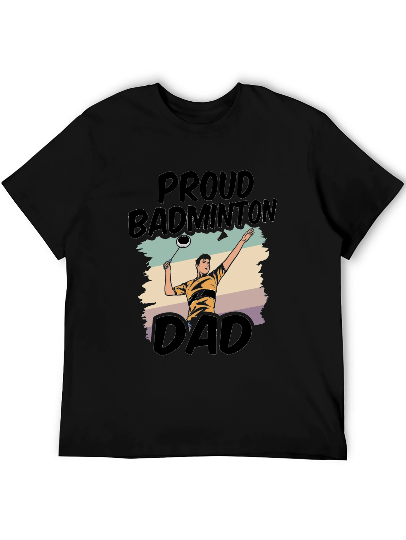 Proud Badminton Dad Graphic Tee - Black