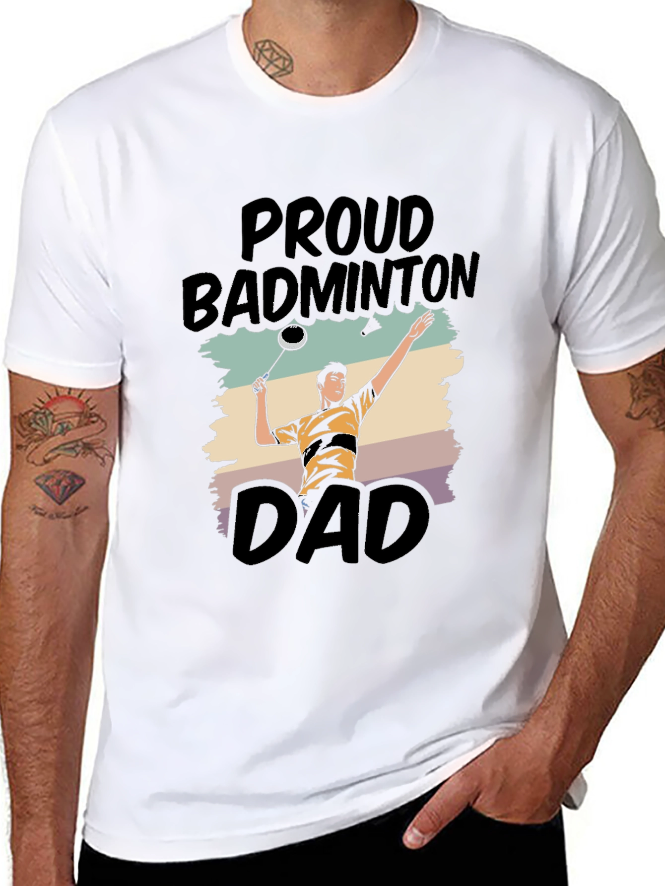 Proud Badminton Dad Graphic Tee - Black