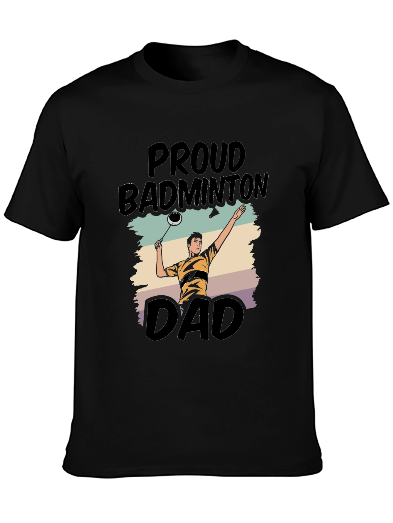 Proud Badminton Dad Graphic Tee - Black
