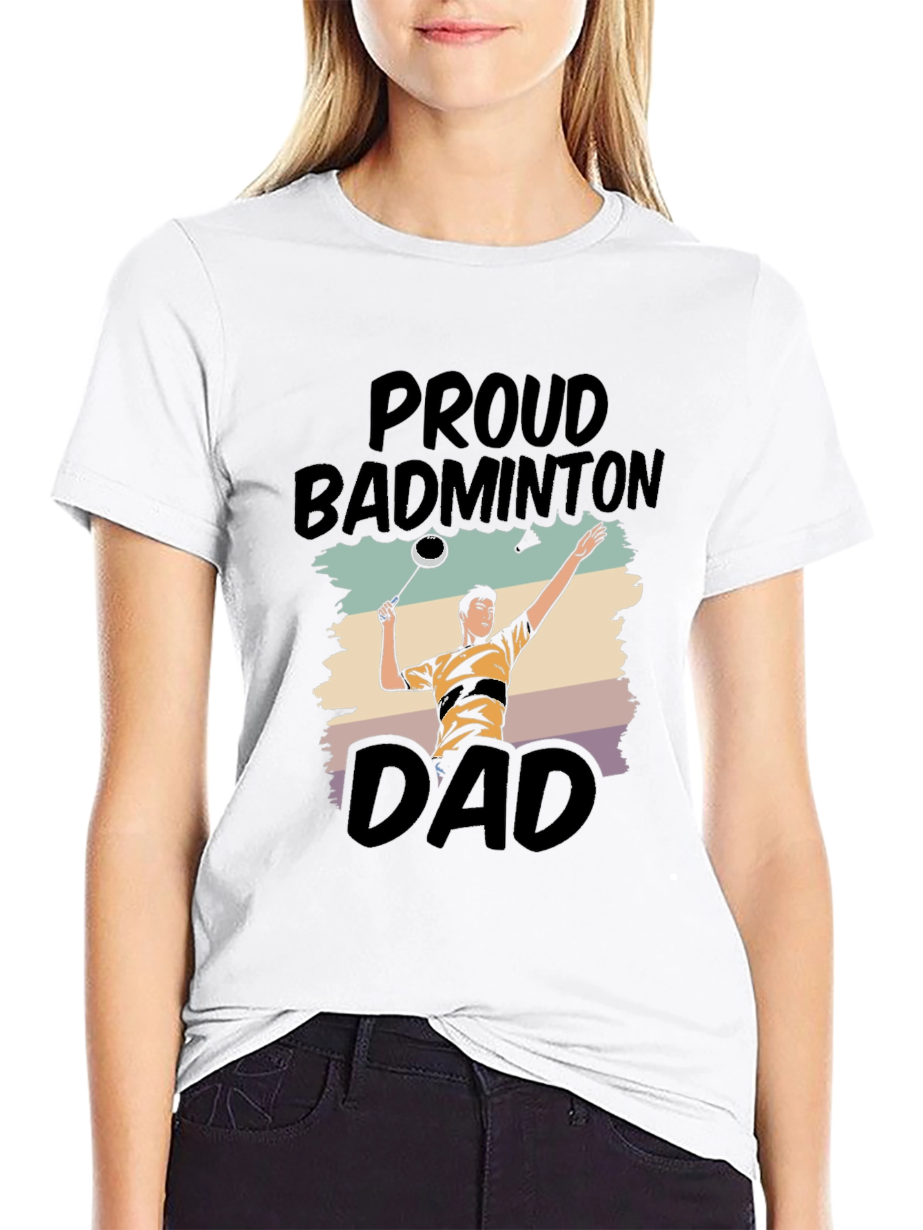 Proud Badminton Dad Graphic Tee - Black