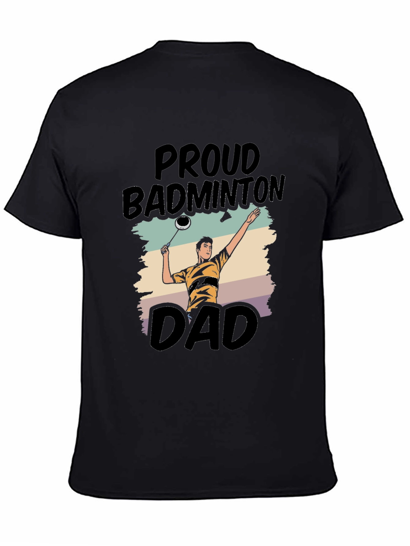 Proud Badminton Dad Graphic Tee - Black