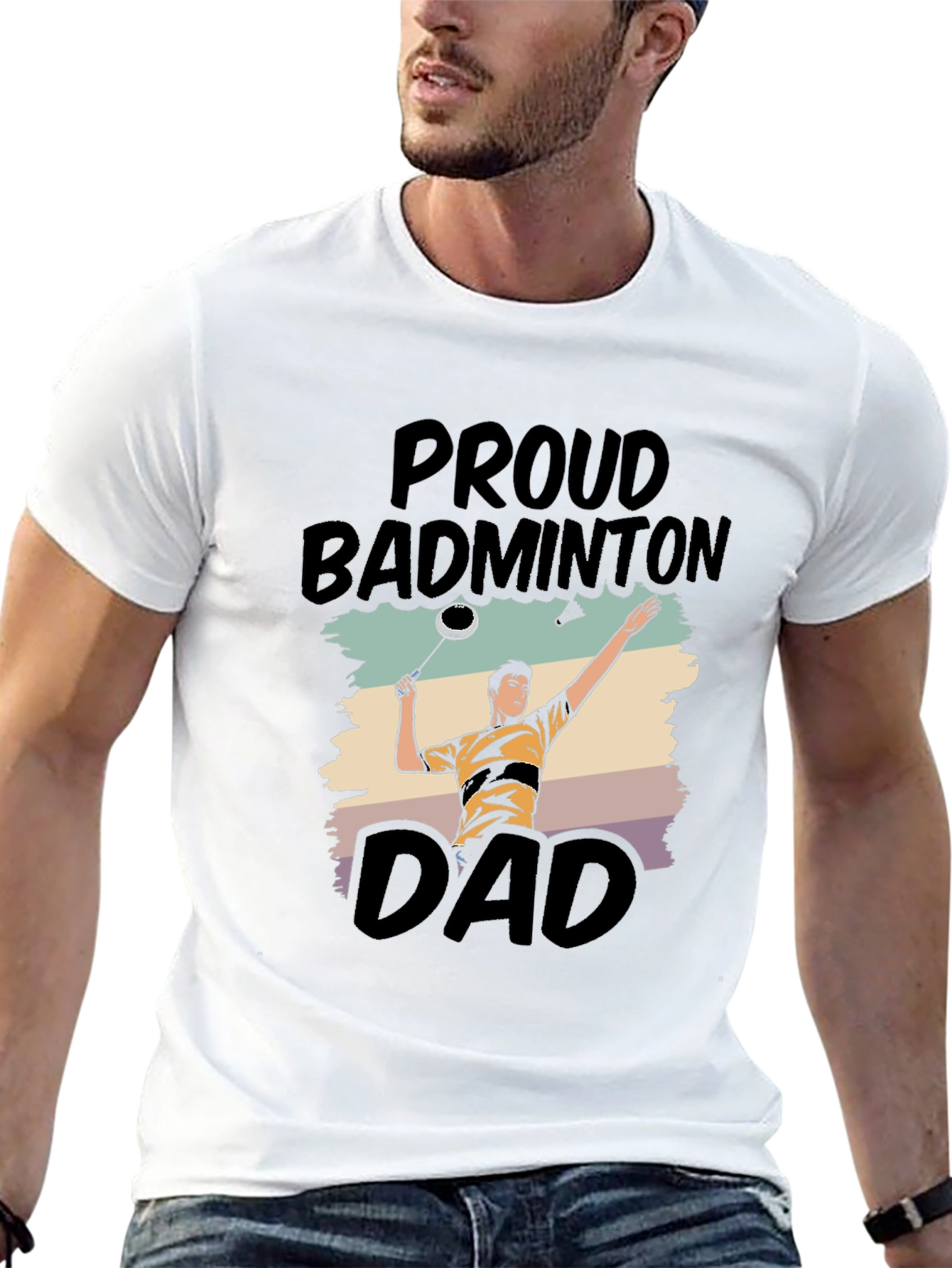 Proud Badminton Dad Graphic Tee - Black