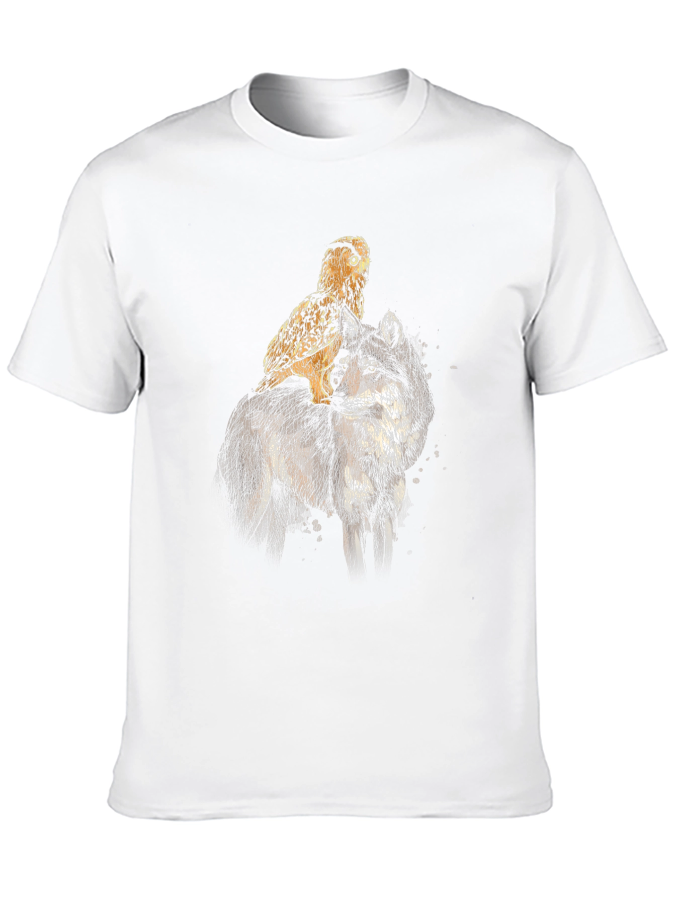 Wolf & Owl Graphic Tee - Black Cotton Blend