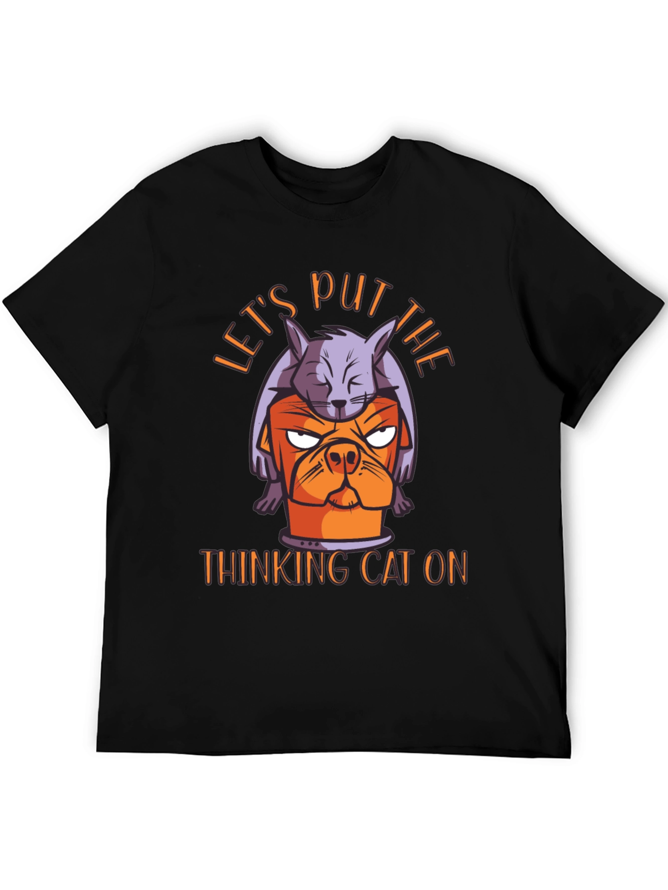 Thinking Cat Graphic T-Shirt