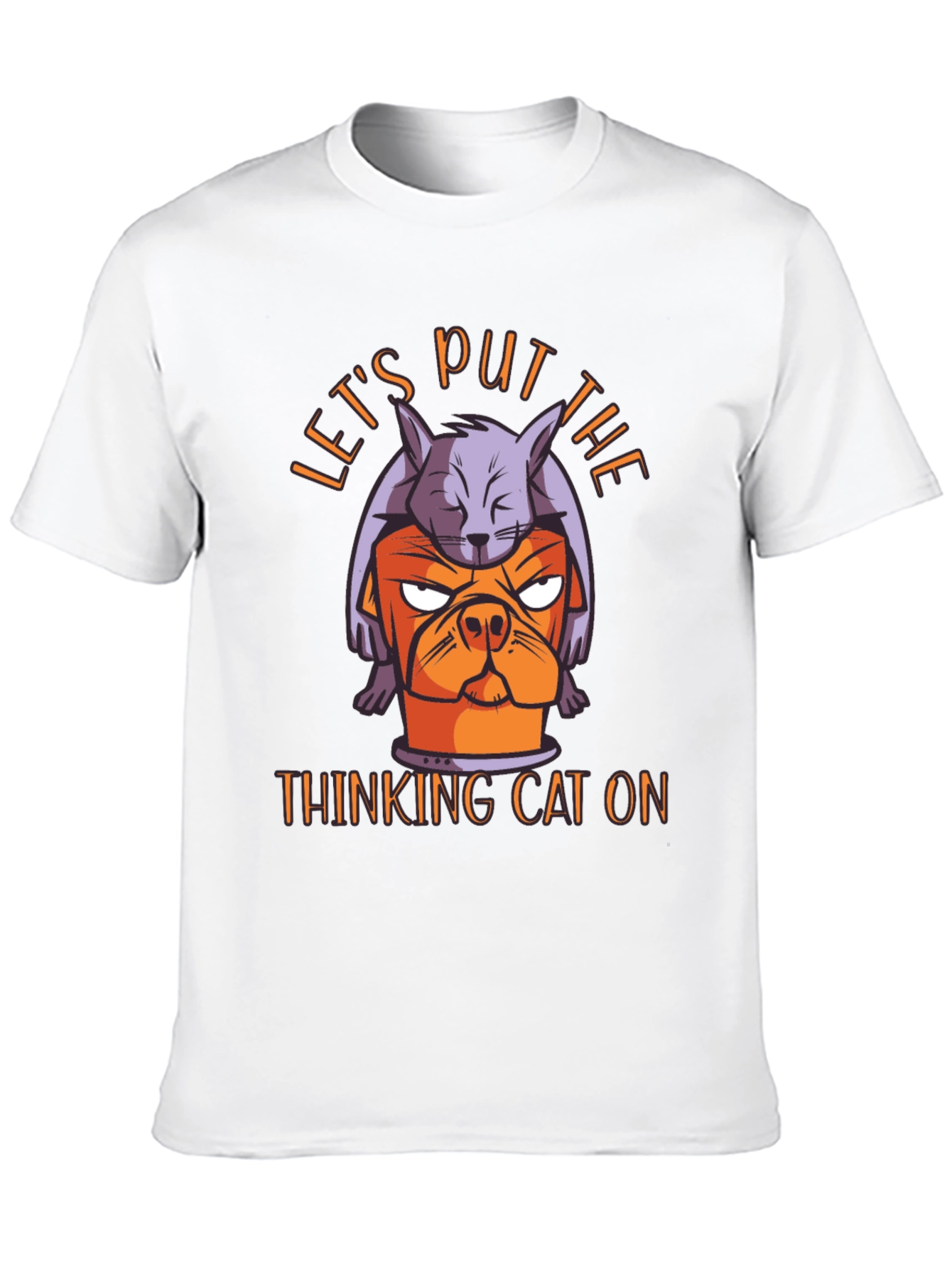 Thinking Cat Graphic T-Shirt