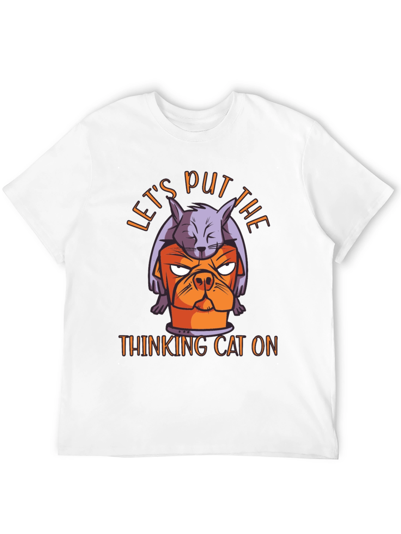 Thinking Cat Graphic T-Shirt
