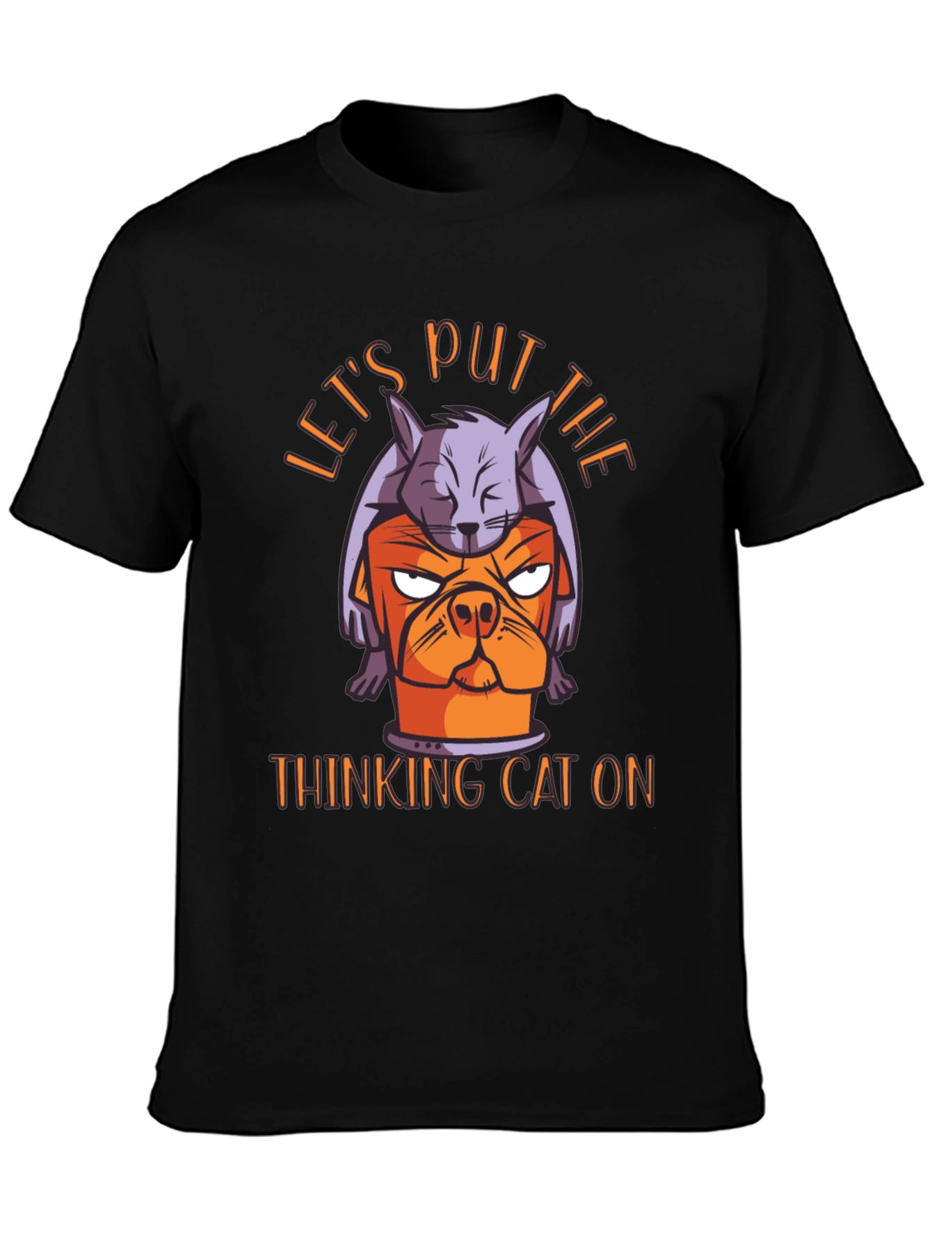 Thinking Cat Graphic T-Shirt
