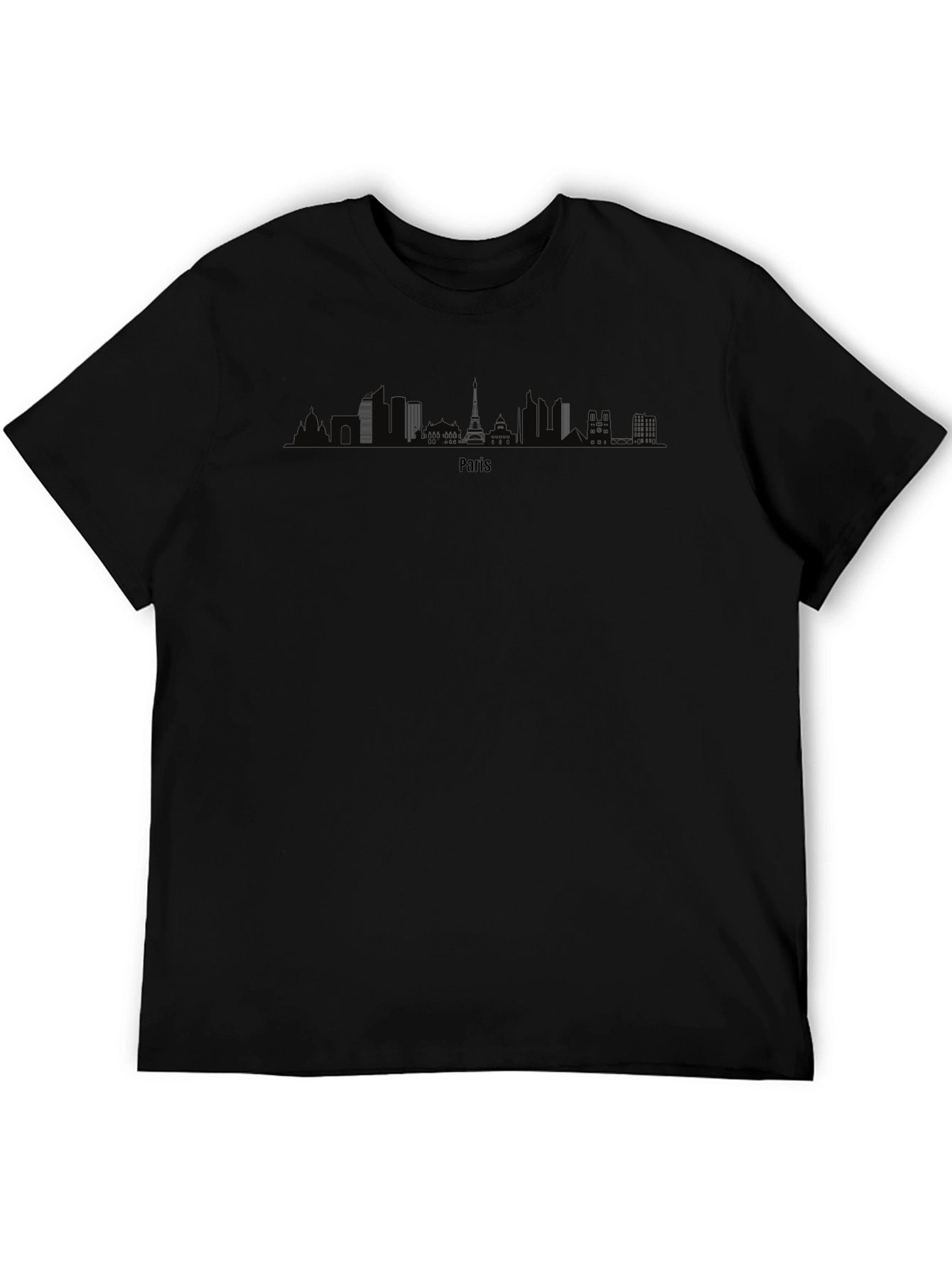 Paris Skyline Graphic Tee - Mens Black T-Shirt