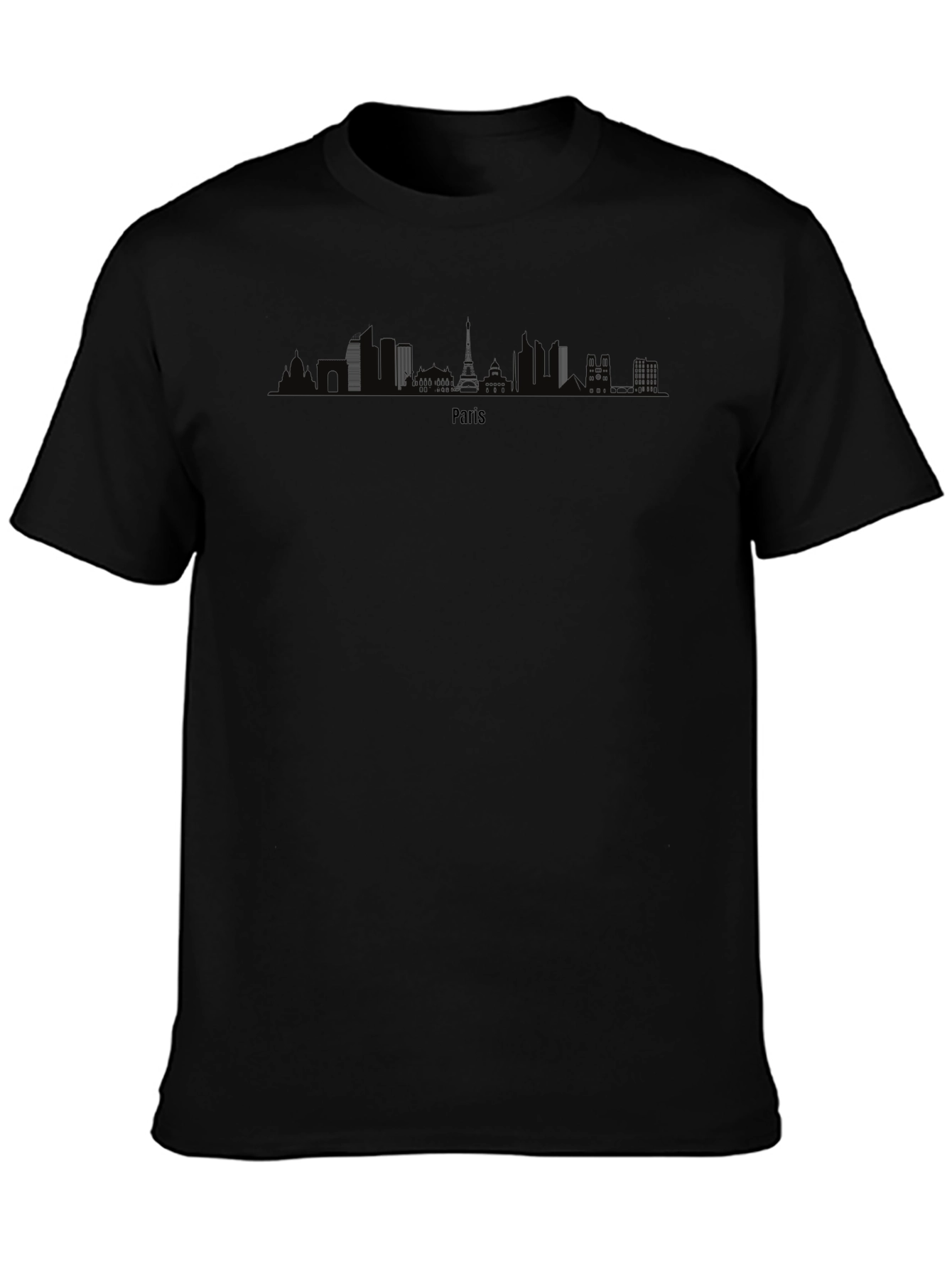 Paris Skyline Graphic Tee - Mens Black T-Shirt