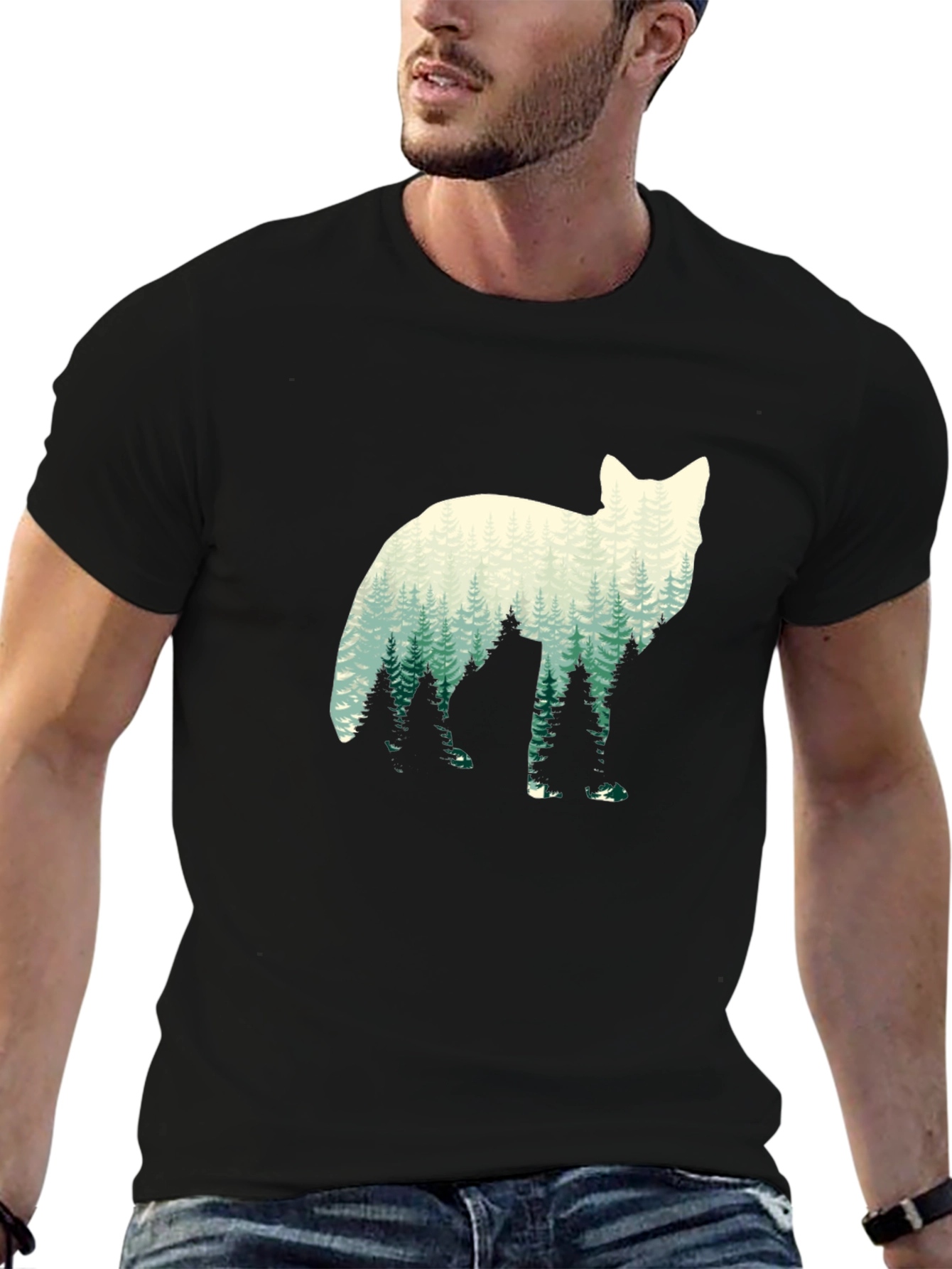Nature Wolf Graphic Tee - Mens Black T-Shirt