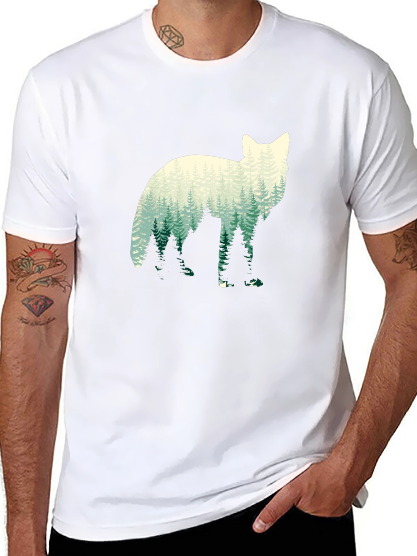 Nature Wolf Graphic Tee - Mens Black T-Shirt
