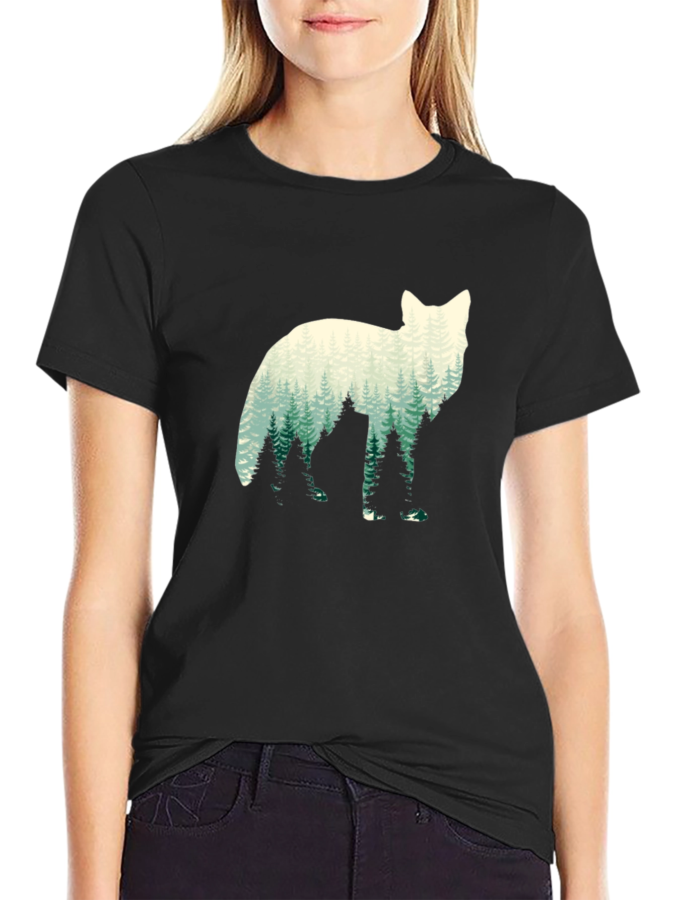 Nature Wolf Graphic Tee - Mens Black T-Shirt